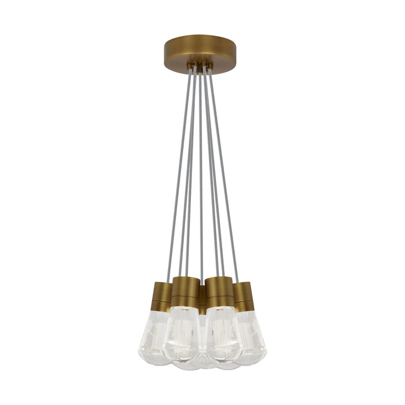 Visual Comfort Modern Collection 700TDALVPMC7YR-LED930 Sean Lavin Alva Pendant 7 Light 120 Volts 14in Length 3000K in Aged Brass