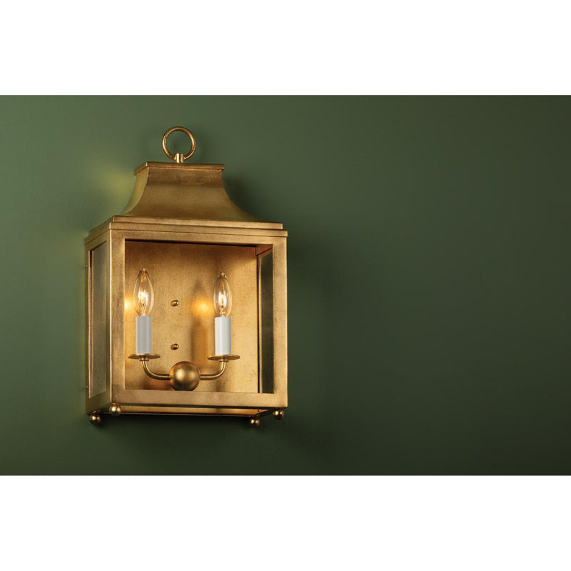 Leigh 2 Light Wall Sconce in Aged Brass/Soft Off White