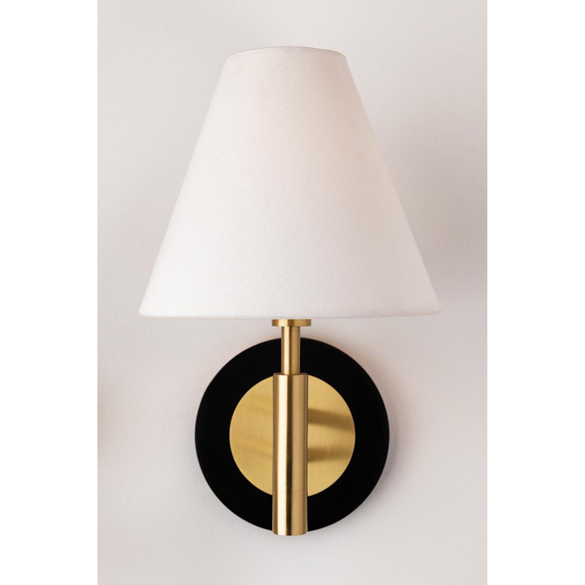 Robbie 1-Light Wall Sconce in Aged Brass/Soft Off White