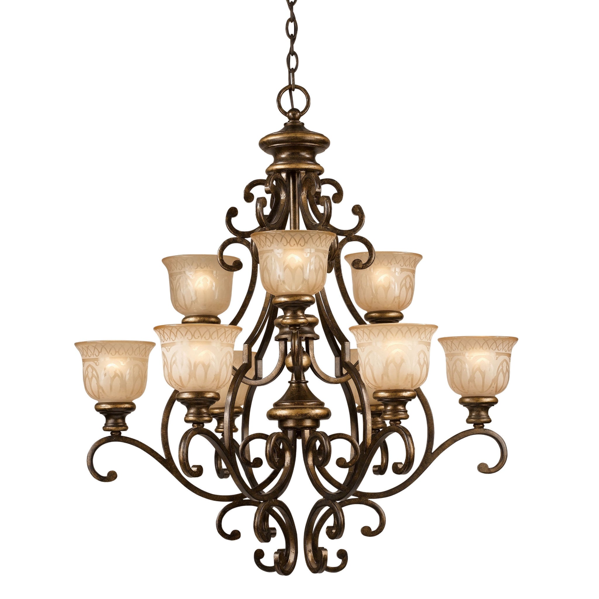 Norwalk 34'' Bronze Umber Chandelier Bronze 34"W x 36.75"H x 34"D