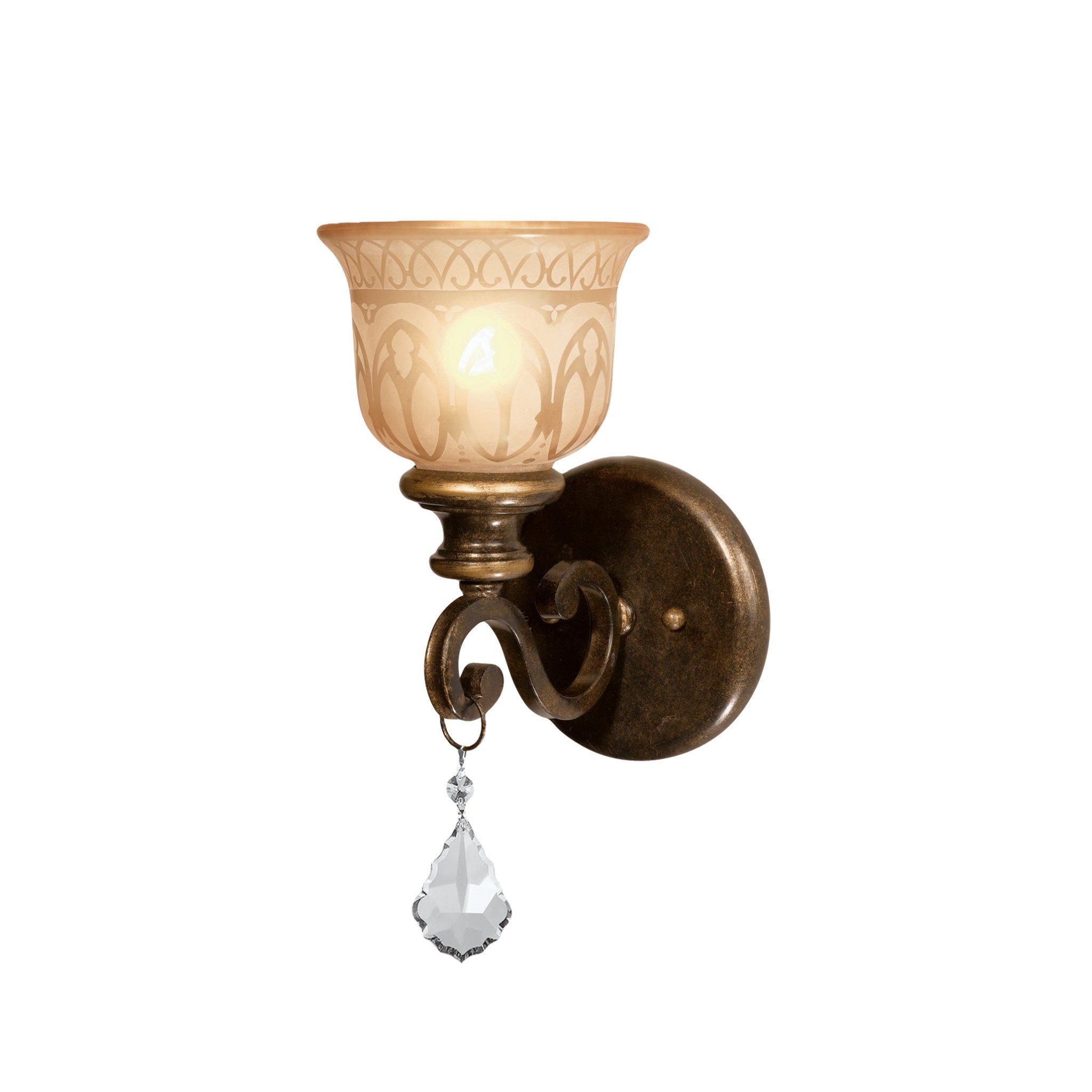 Norwalk 6.5'' Hand Cut Crystal Bronze Umber Sconce Bronze 6.5"W x 14"H x 8.5"D