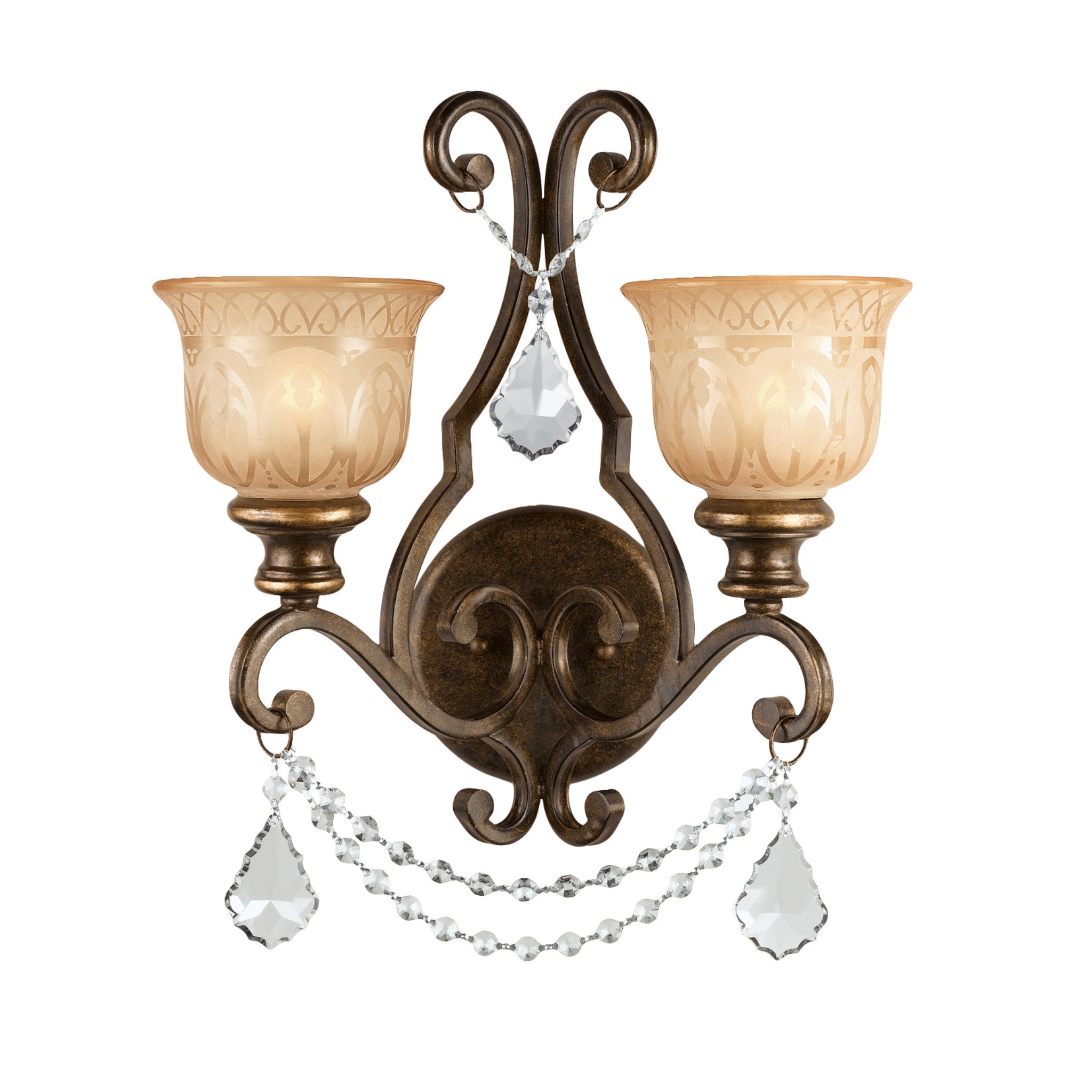 Norwalk 16'' Hand Cut Crystal Bronze Umber Sconce Bronze 16"W x 18"H x 10"D