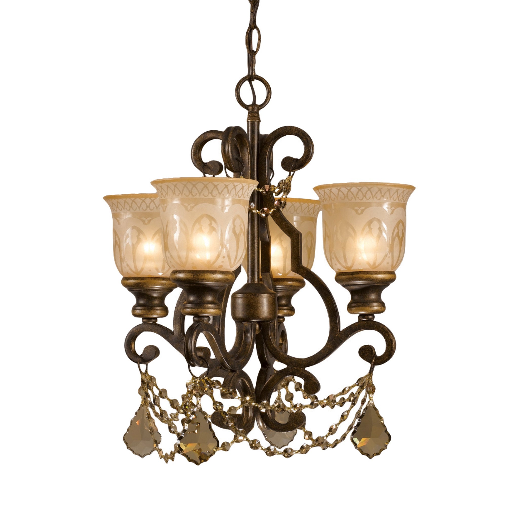 Norwalk 17'' Golden Teak Hand Cut Crystal Bronze Umber Chandelier Bronze 17"W x 21"H x 17"D