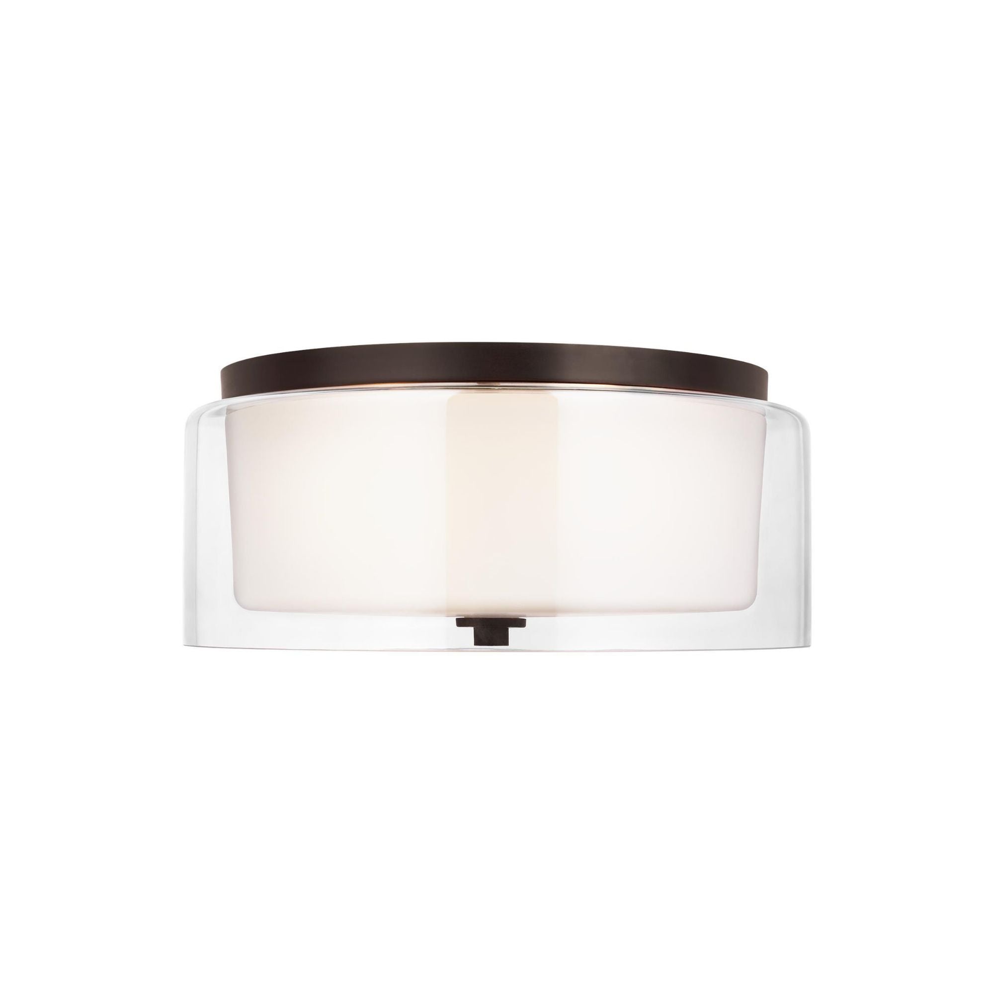 Elmwood Park Two Light Flush Mount Traditional Ceiling Fixture 6.125" Height Steel Round Satin Etched Shade in Bronze