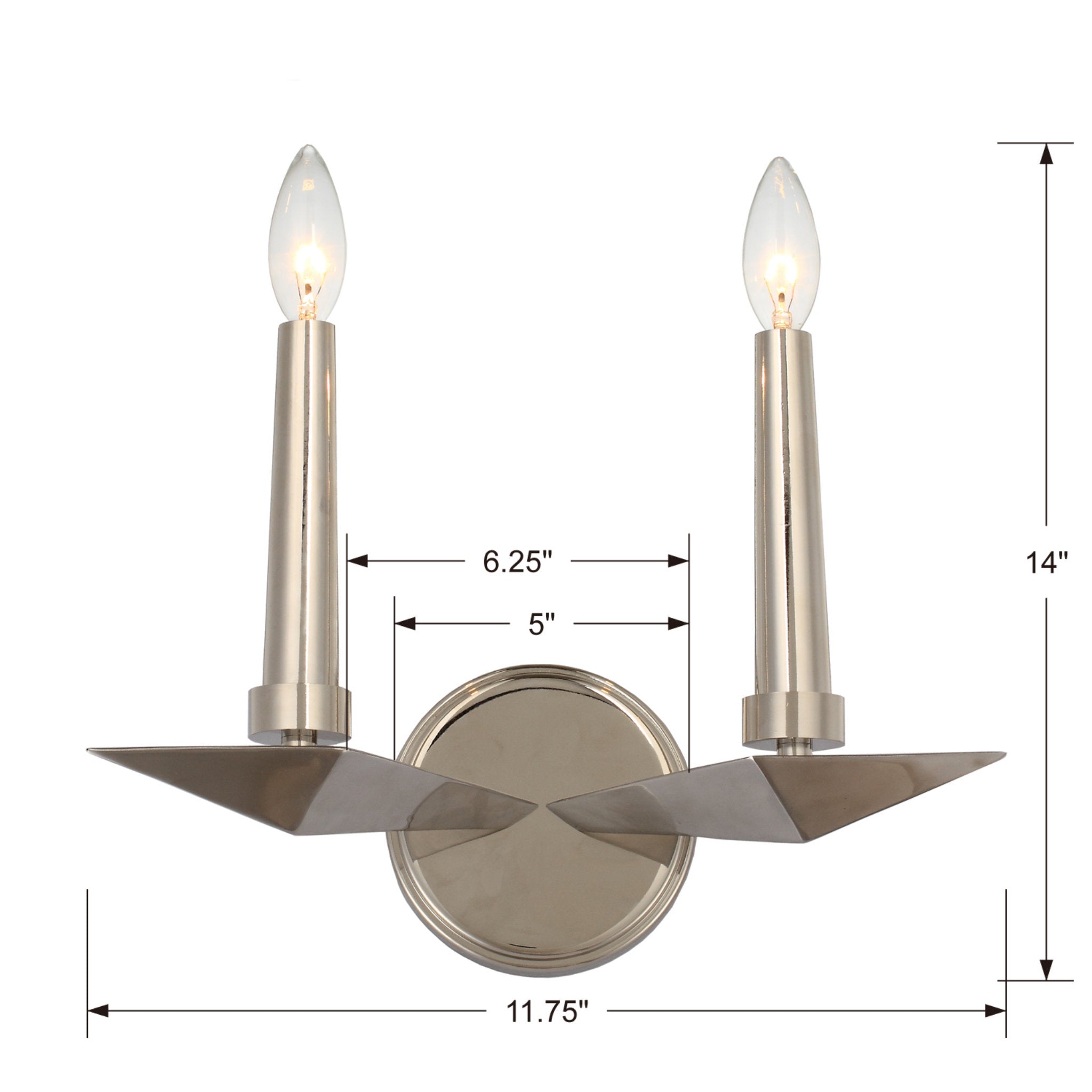 Palmer 11.75'' Wide 2 Light Polished Nickel Sconce Silver 11.75"W x 9.5"H x 6.25"D