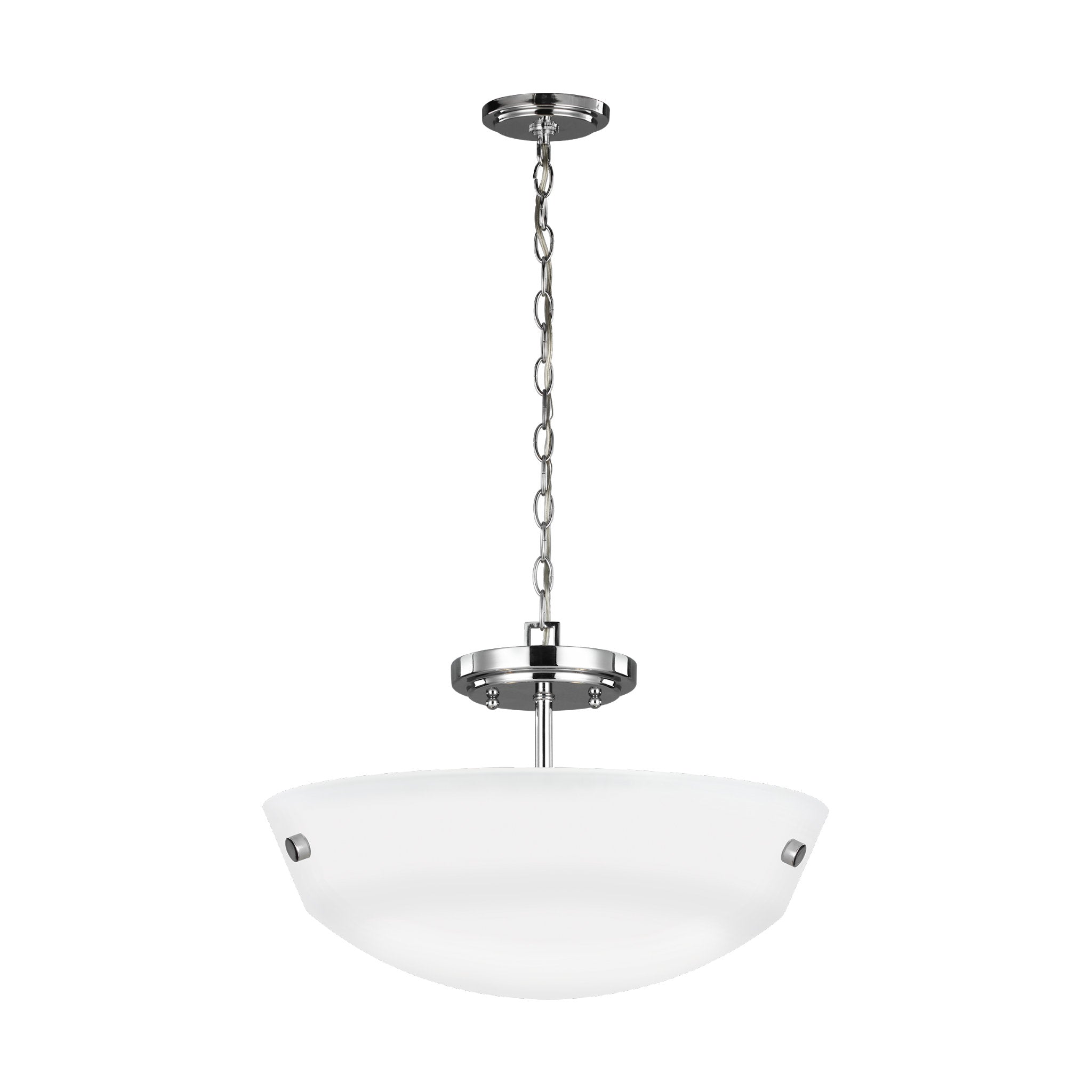 Kerrville Two Light Semi-Flush Convertible Pendant Transitional Ceiling Fixture 10.5" Height Steel Round Satin Etched Shade in Chrome
