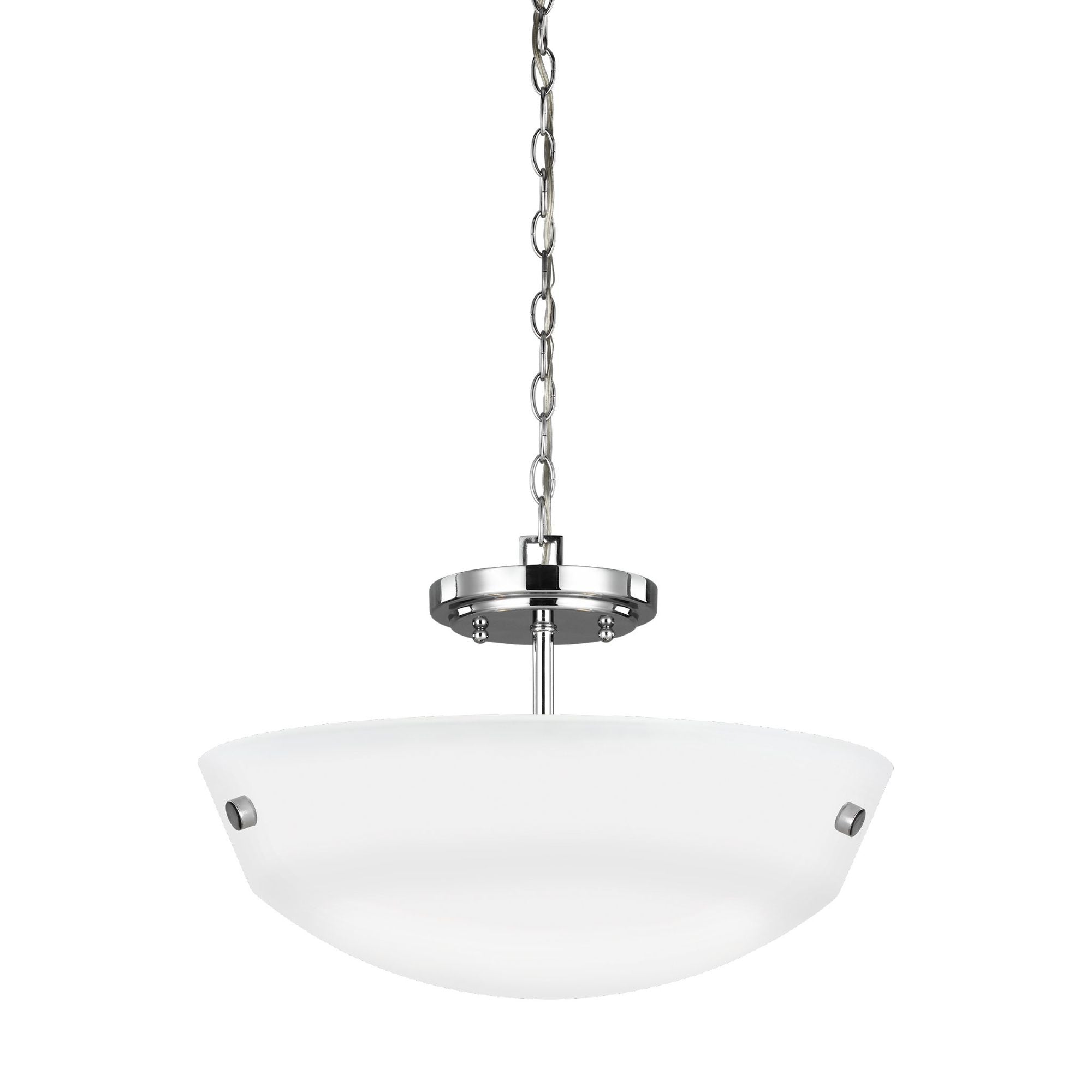 Kerrville Two Light Semi-Flush Convertible Pendant LED Transitional Ceiling Fixture 10.5" Height Steel Round Satin Etched Shade in Chrome