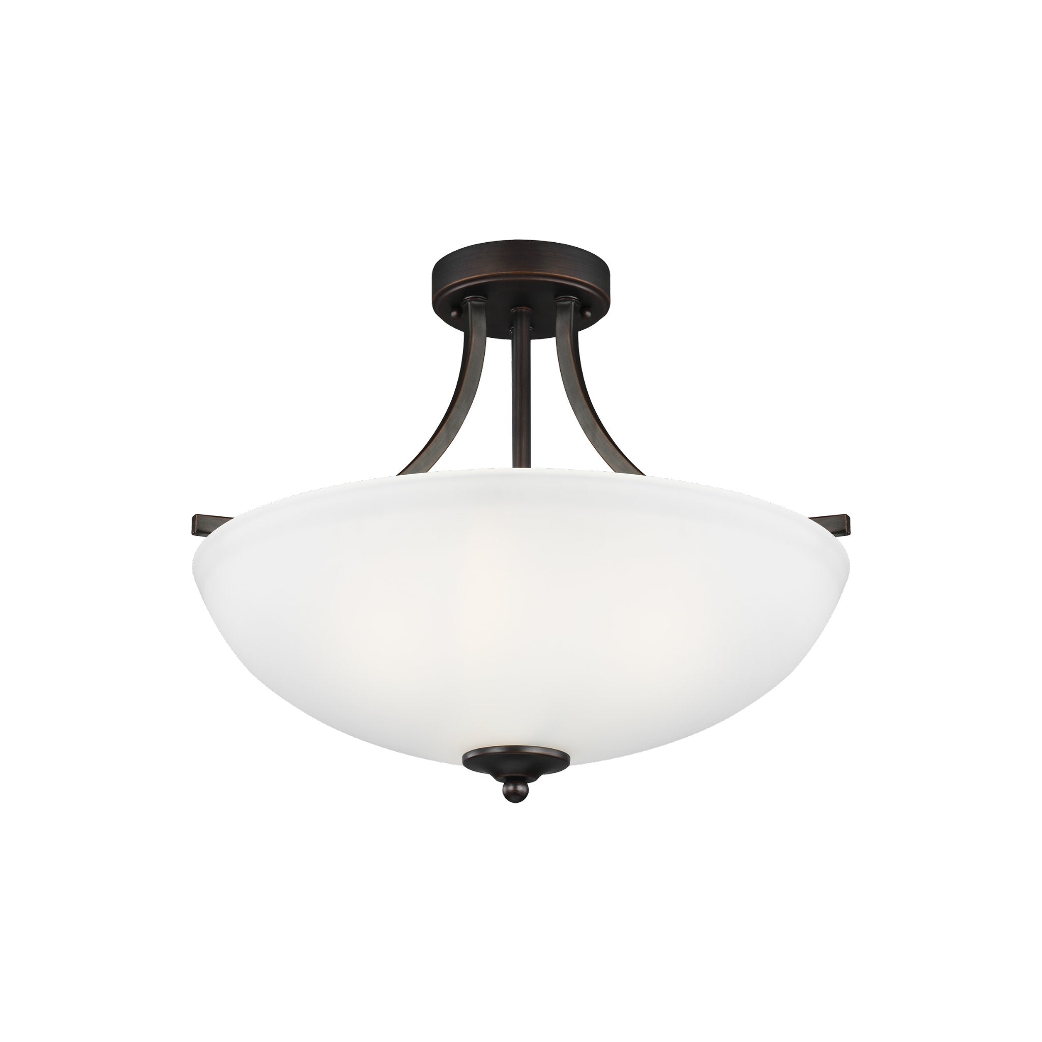 Geary Medium Three Light Semi-Flush Convertible Pendant Transitional Ceiling Fixture 16.375" Height Steel Round Satin Etched Shade in Bronze