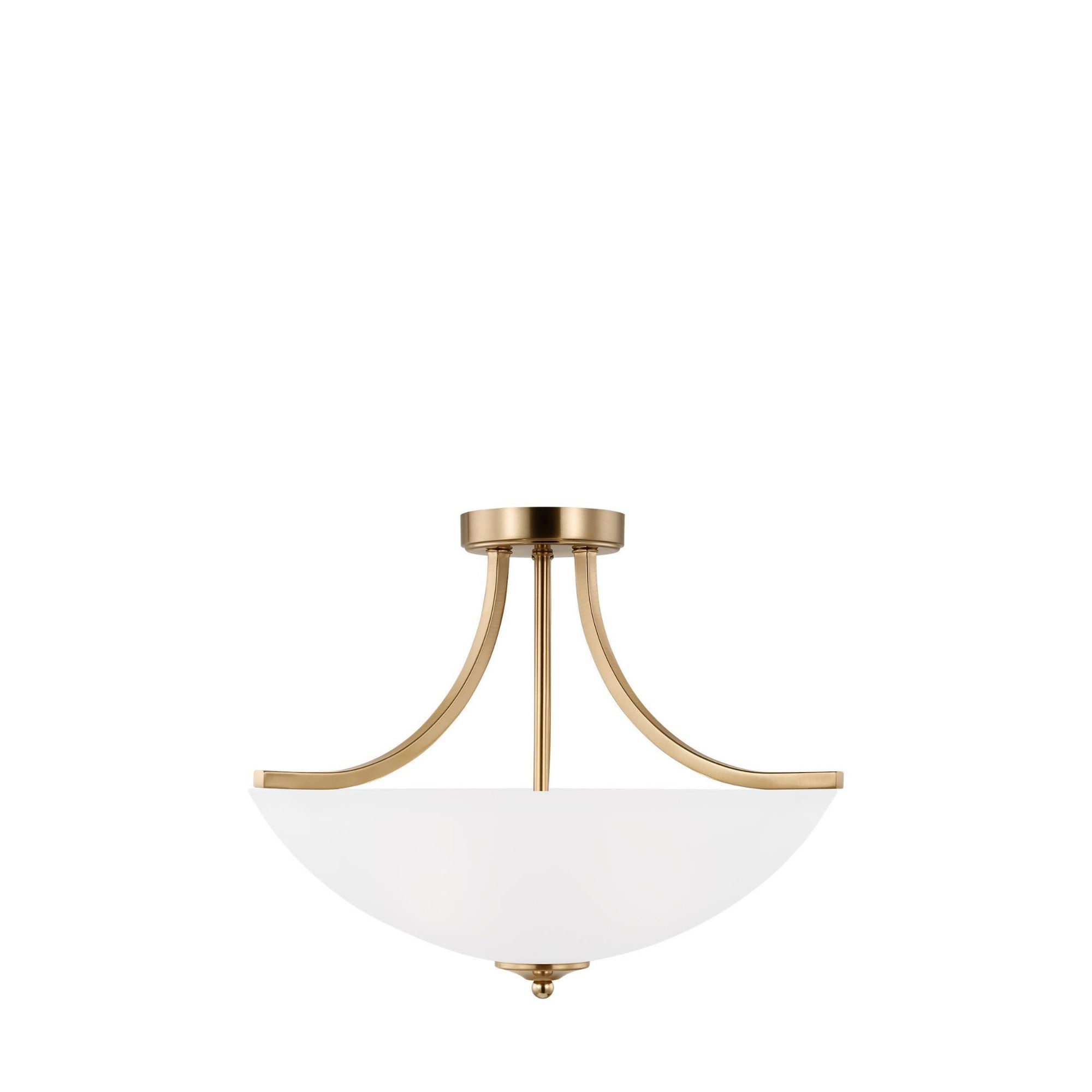 Geary Medium Three Light Semi-Flush Convertible Pendant Transitional Ceiling Fixture 16.375" Height Steel Round Satin Etched Shade in Brass