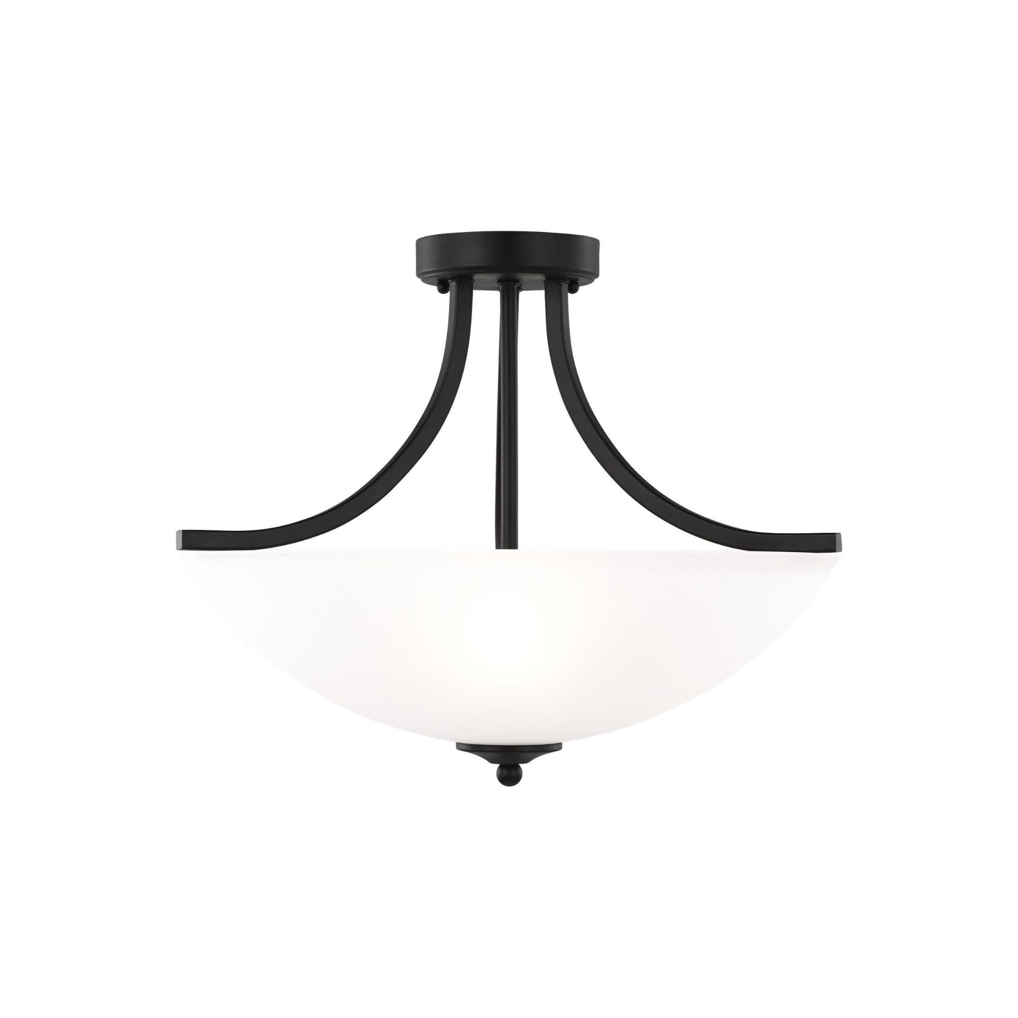 Geary Medium Three Light Semi-Flush Convertible Pendant LED Transitional Ceiling Fixture 16.375" Height Steel Round Satin Etched Shade in Midnight Black
