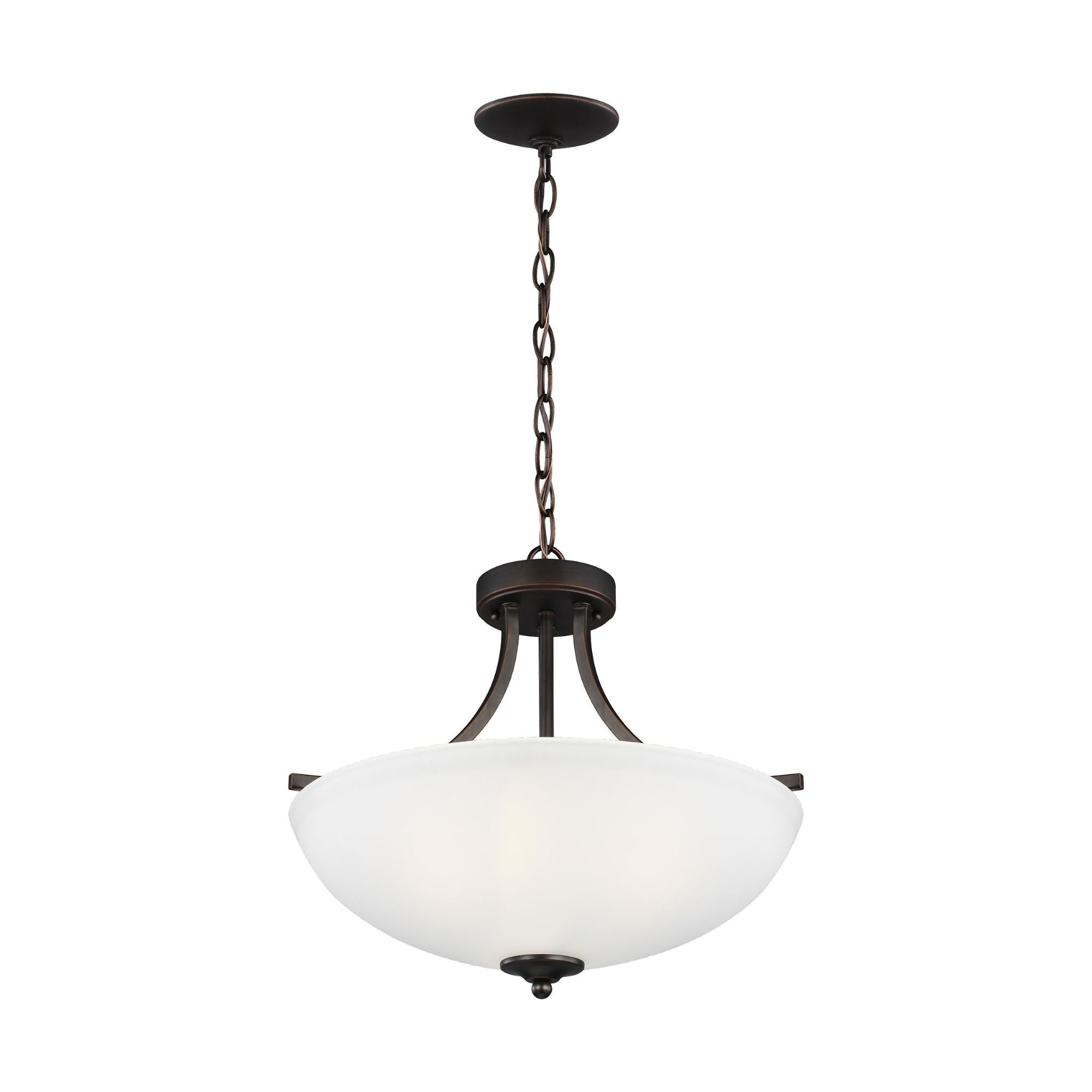 Geary Medium Three Light Semi-Flush Convertible Pendant LED Transitional Ceiling Fixture 16.375" Height Steel Round Satin Etched Shade in Bronze