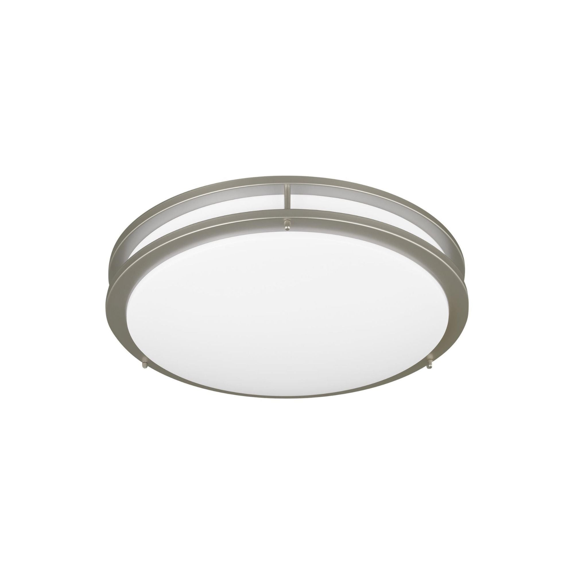 Mahone Large LED Ceiling Flush Mount Modern Fixture 4.25" Height Steel Round White Shade in Painted Brushed Nickel