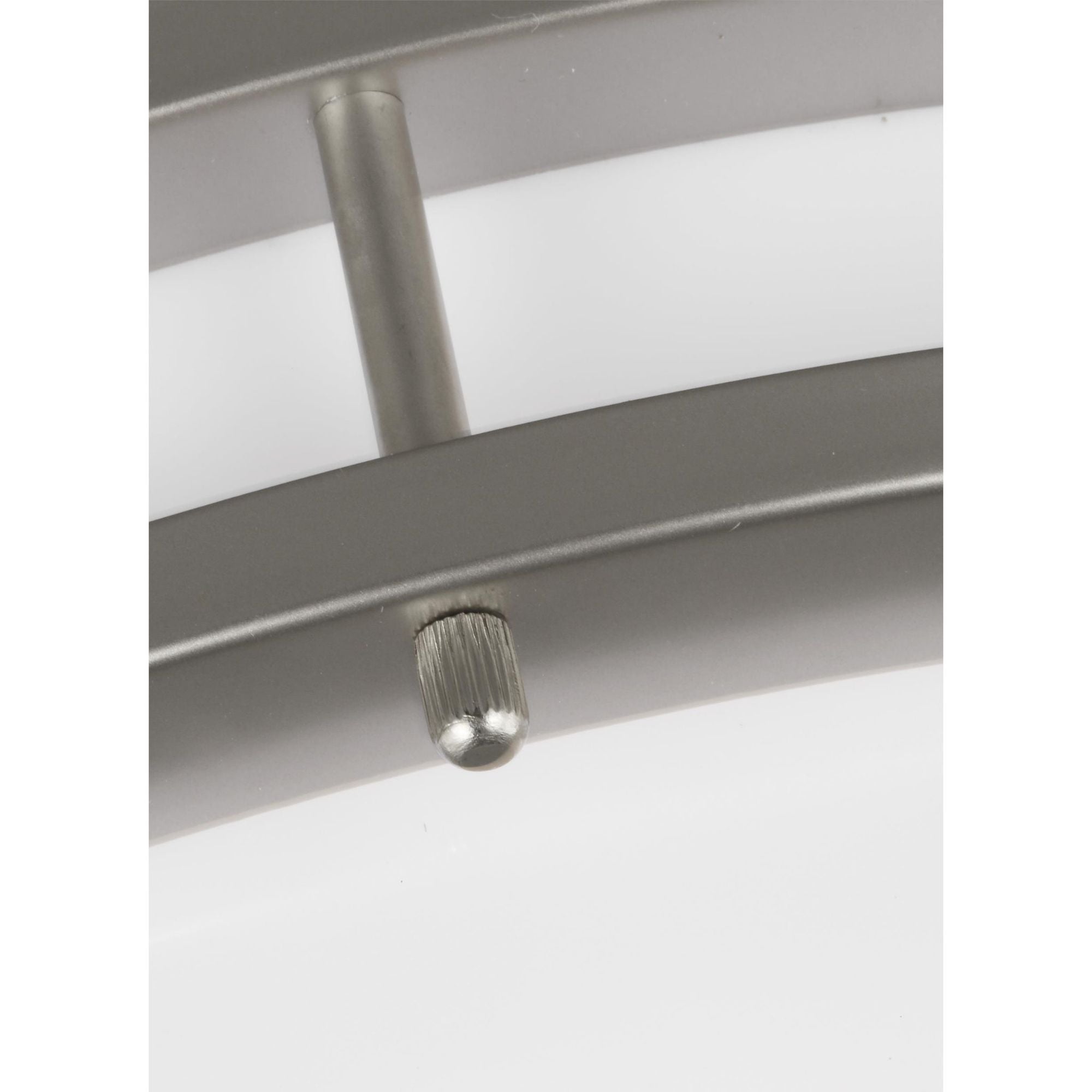 Mahone Large LED Ceiling Flush Mount Modern Fixture 4.25" Height Steel Round White Shade in Painted Brushed Nickel