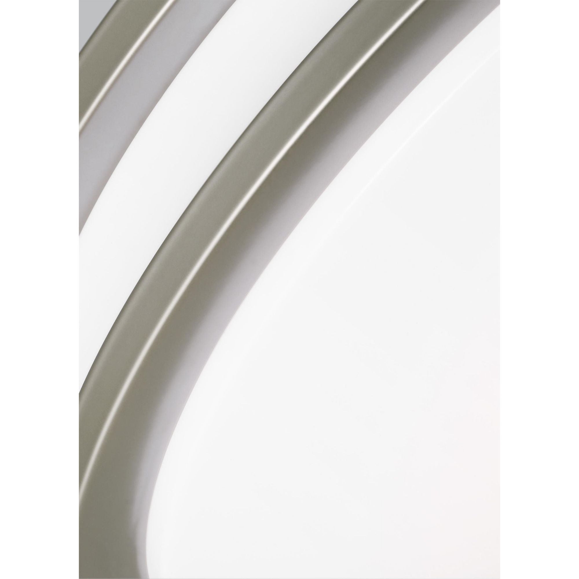 Mahone Large LED Ceiling Flush Mount Modern Fixture 4.25" Height Steel Round White Shade in Painted Brushed Nickel
