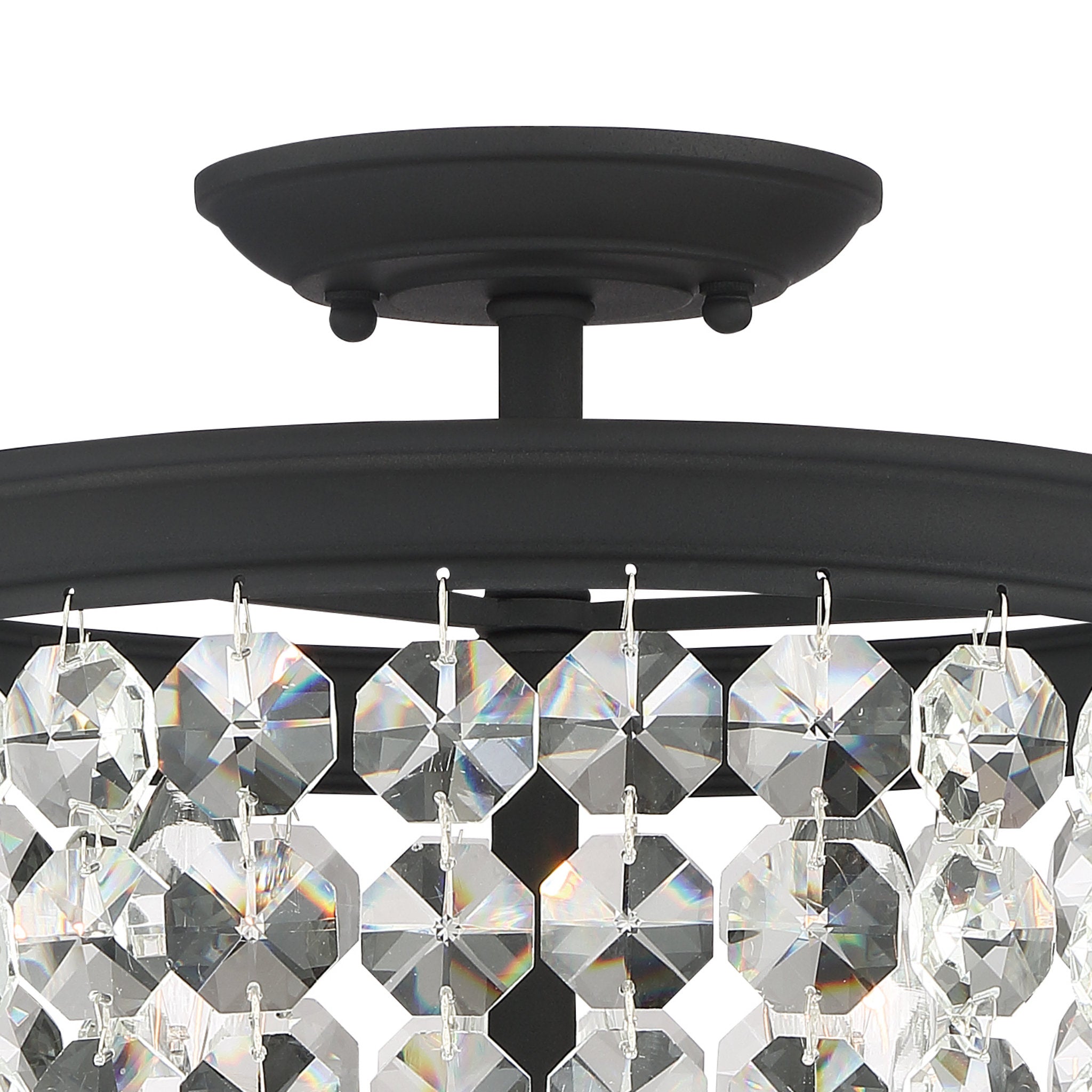 Archer 11.5'' Hand Cut Crystal Black Forged Semi Flush Mount Black 11.5"W x 14.5"H x 11.5"D