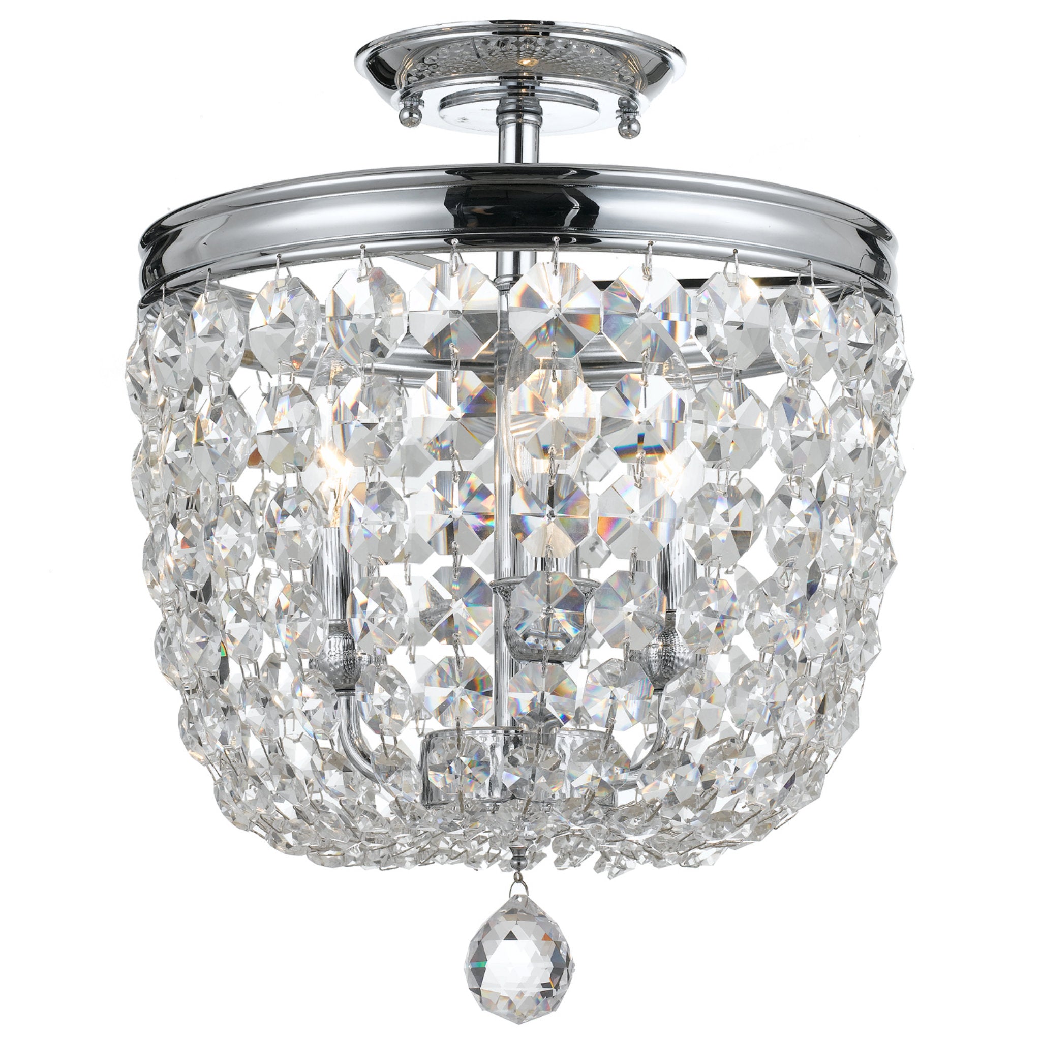 Archer 11.5'' Hand Cut Crystal Polished Chrome Semi Flush Mount Silver 11.5"W x 14.5"H x 11.5"D
