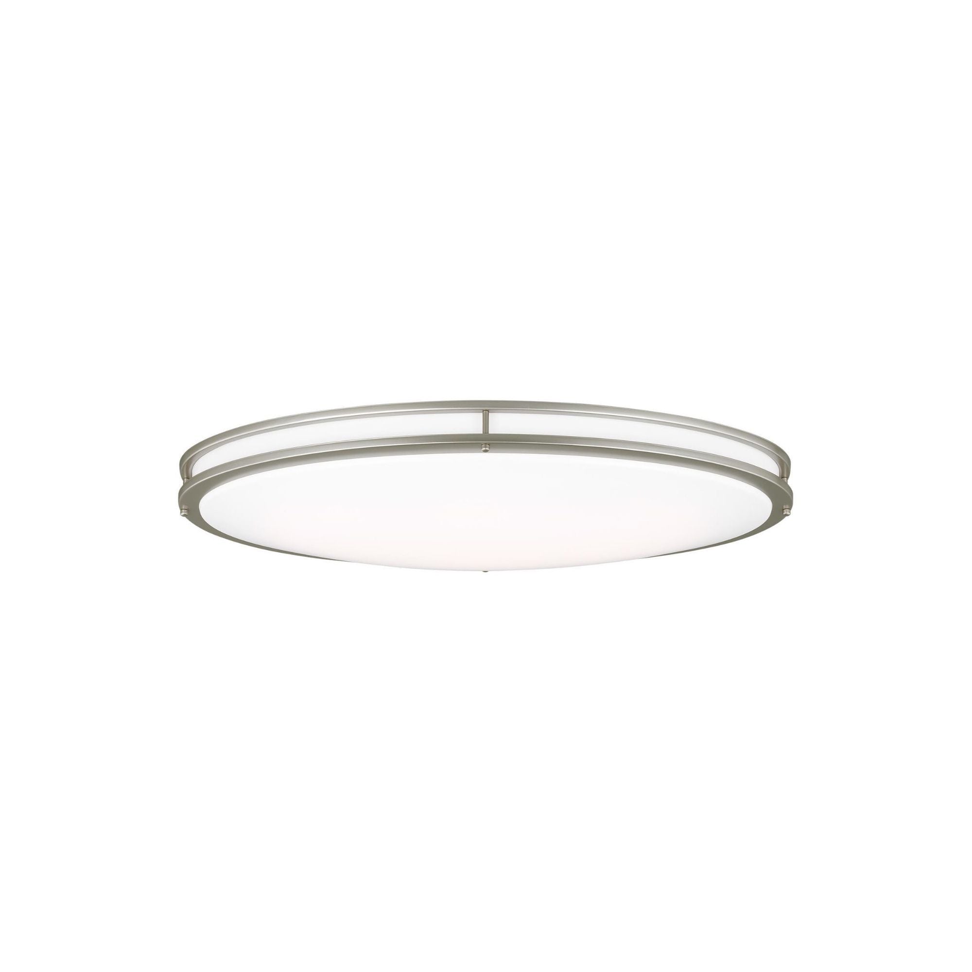 Mahone Oval LED Ceiling Flush Mount Modern Fixture 18" Width 4" Height Steel White Shade in Painted Brushed Nickel