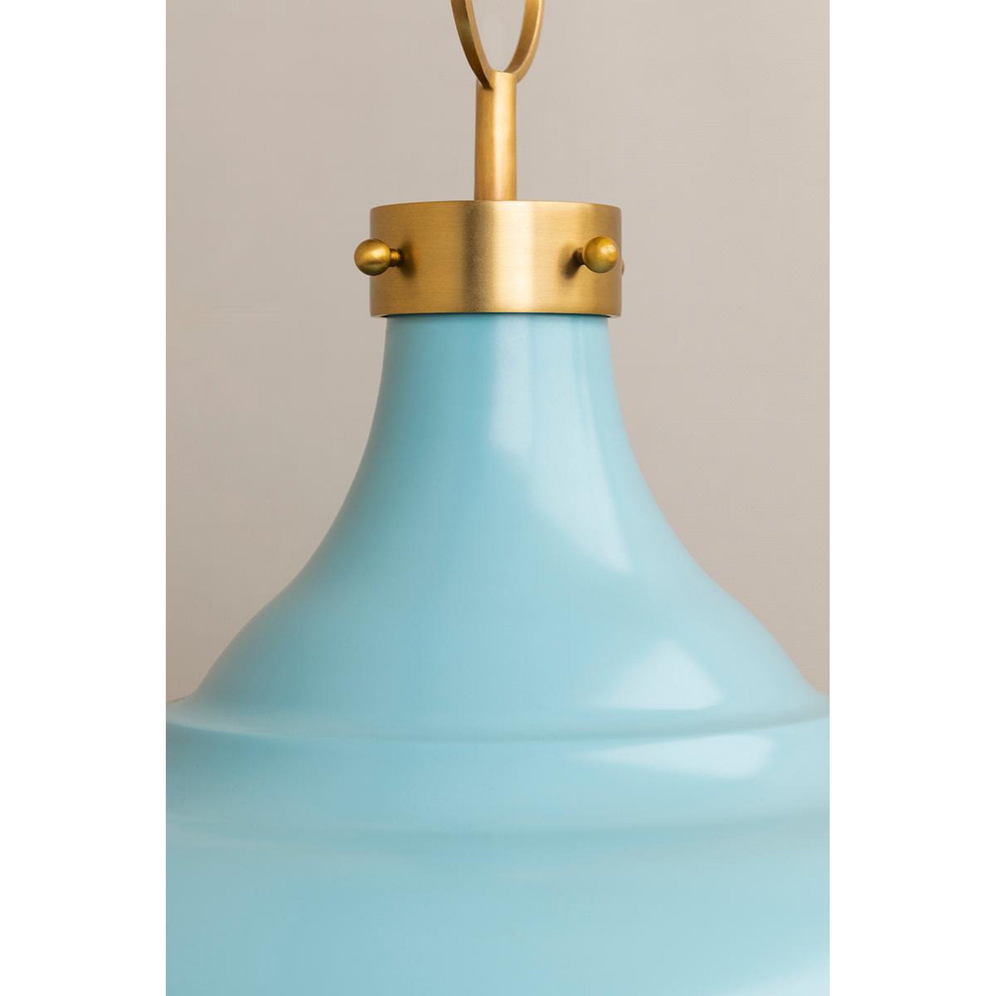 Painted No.1 3 Light Pendant in Aged Brass/darkest Blue by Mark D. Sikes
