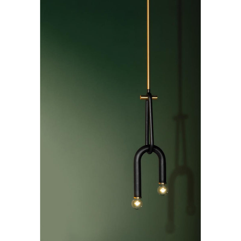 Whit 2 Light Wall Sconce in Aged Brass/Black