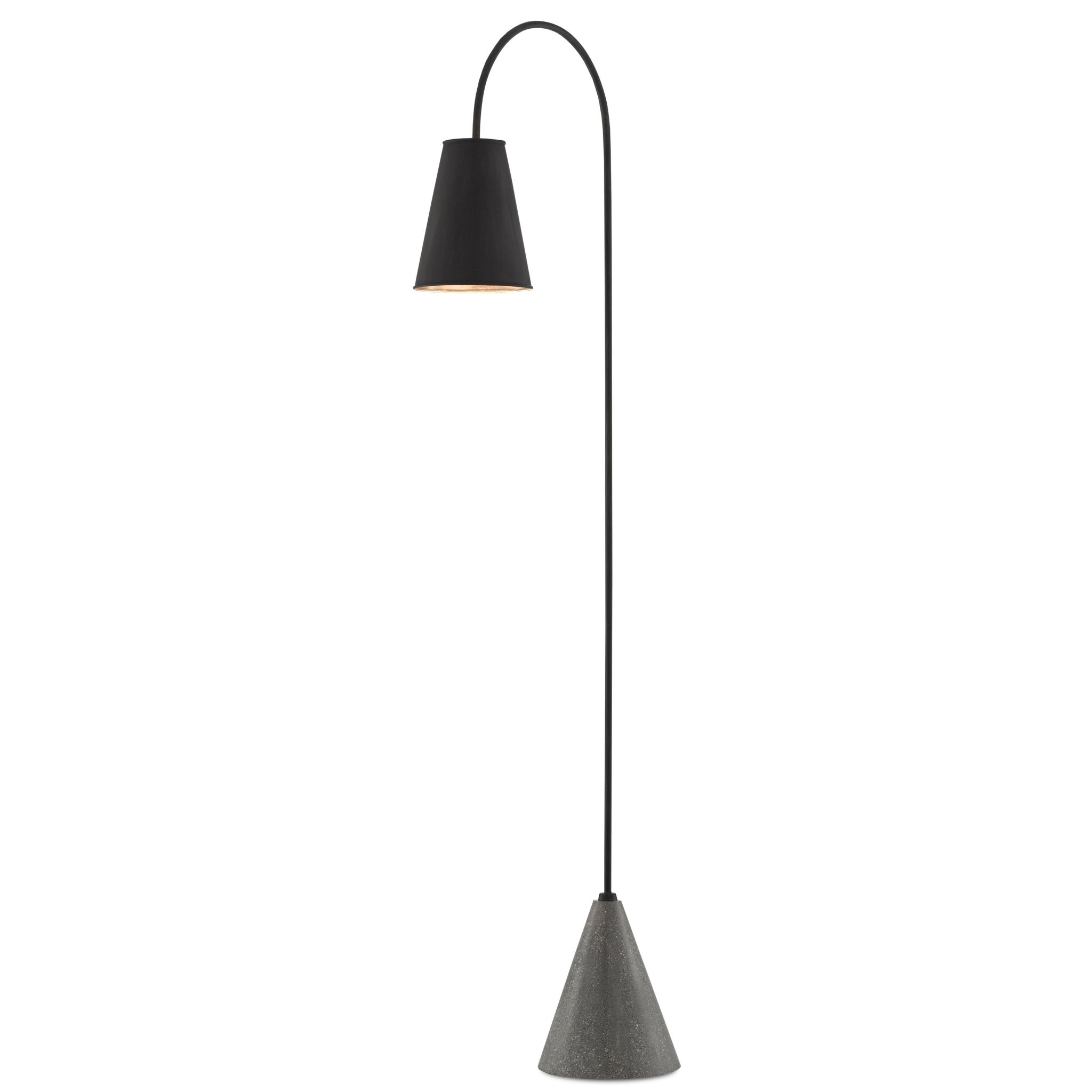 Lotz Black Floor Lamp - Black Iron/Silver Leaf/Polished Concrete