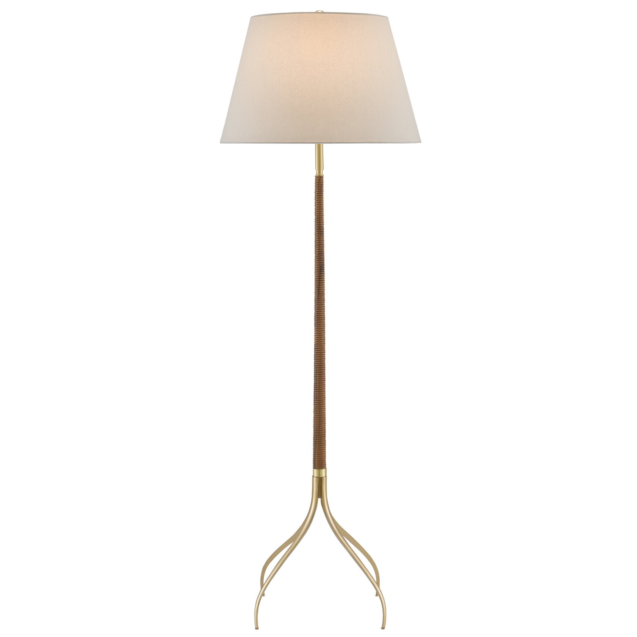 Circus Brass Floor Lamp - Natural/Wood/Brushed Brass