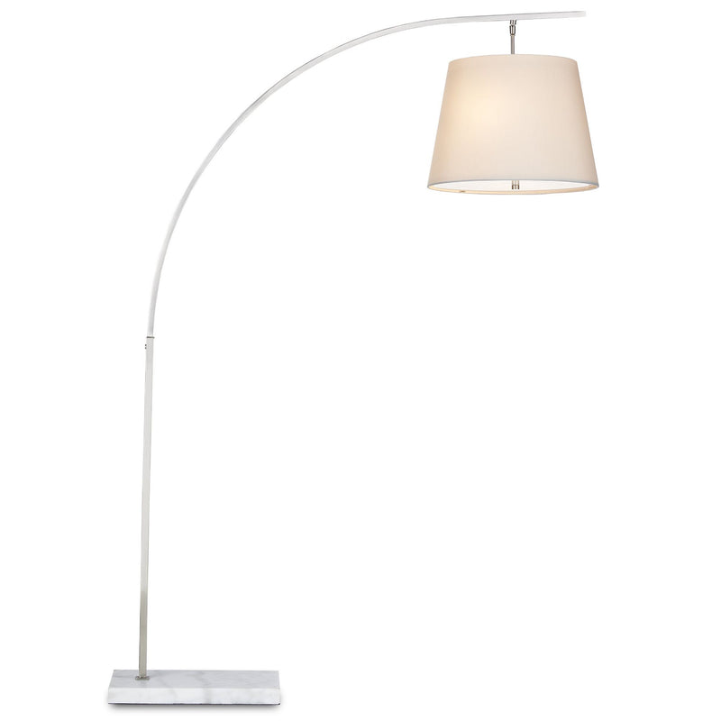 Cloister Medium Nickel Floor Lamp - Brushed Nickel/White