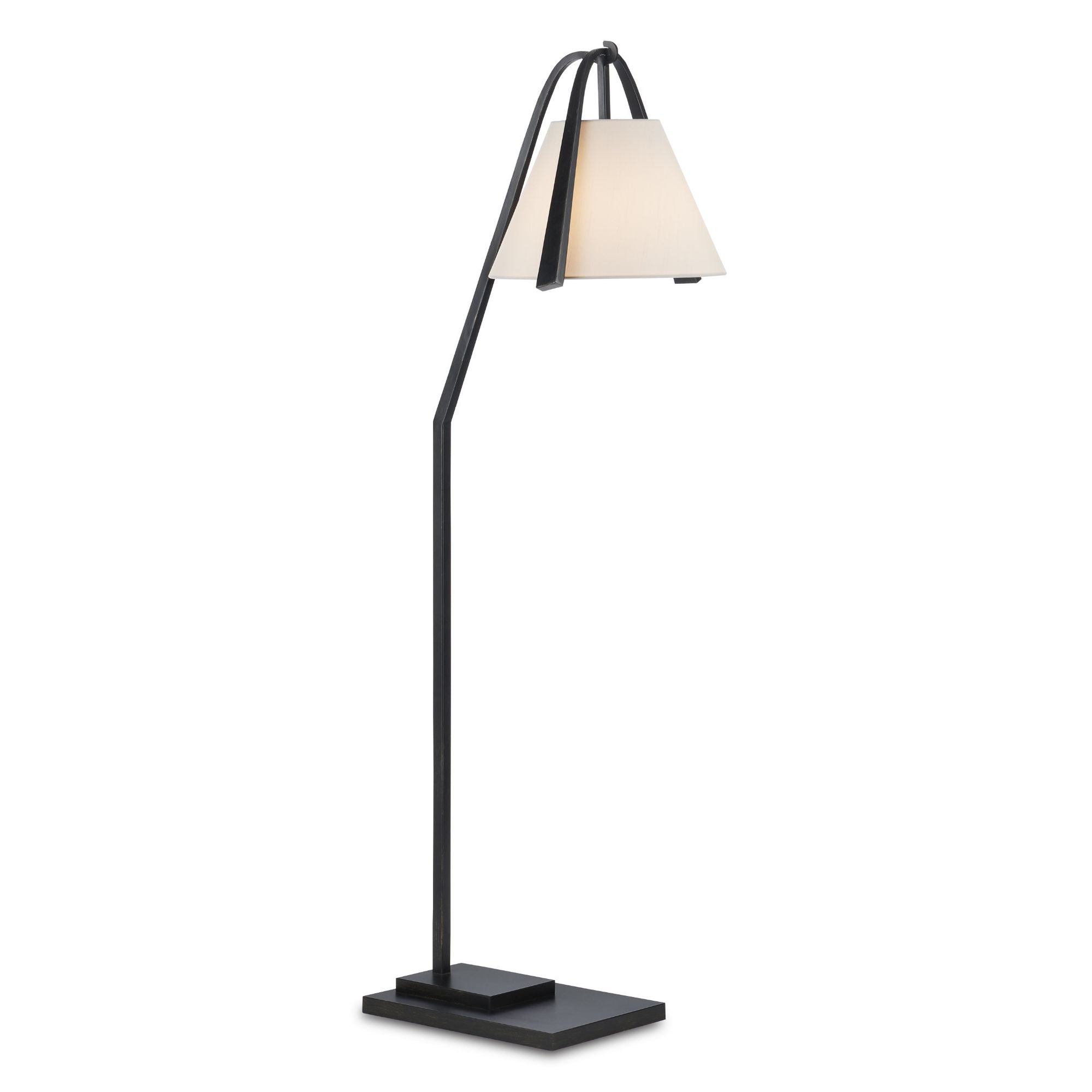 Frey Black Floor Lamp - Satin Black/Brushed Brown