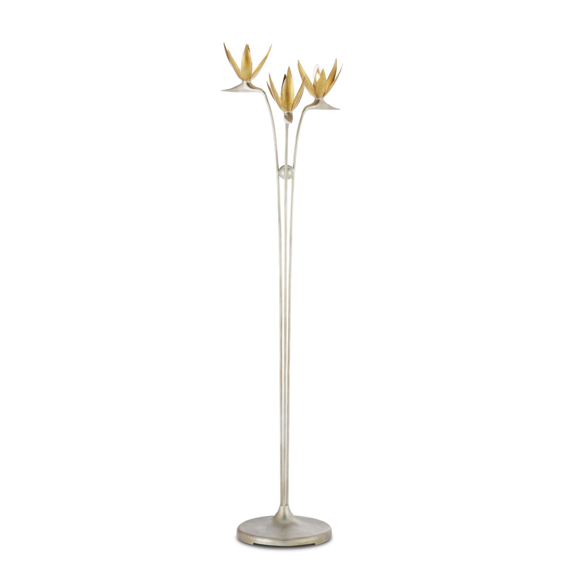 Paradiso Gold & Silver Floor Lamp - Contemporary Silver Leaf/Contemporary Gold Leaf