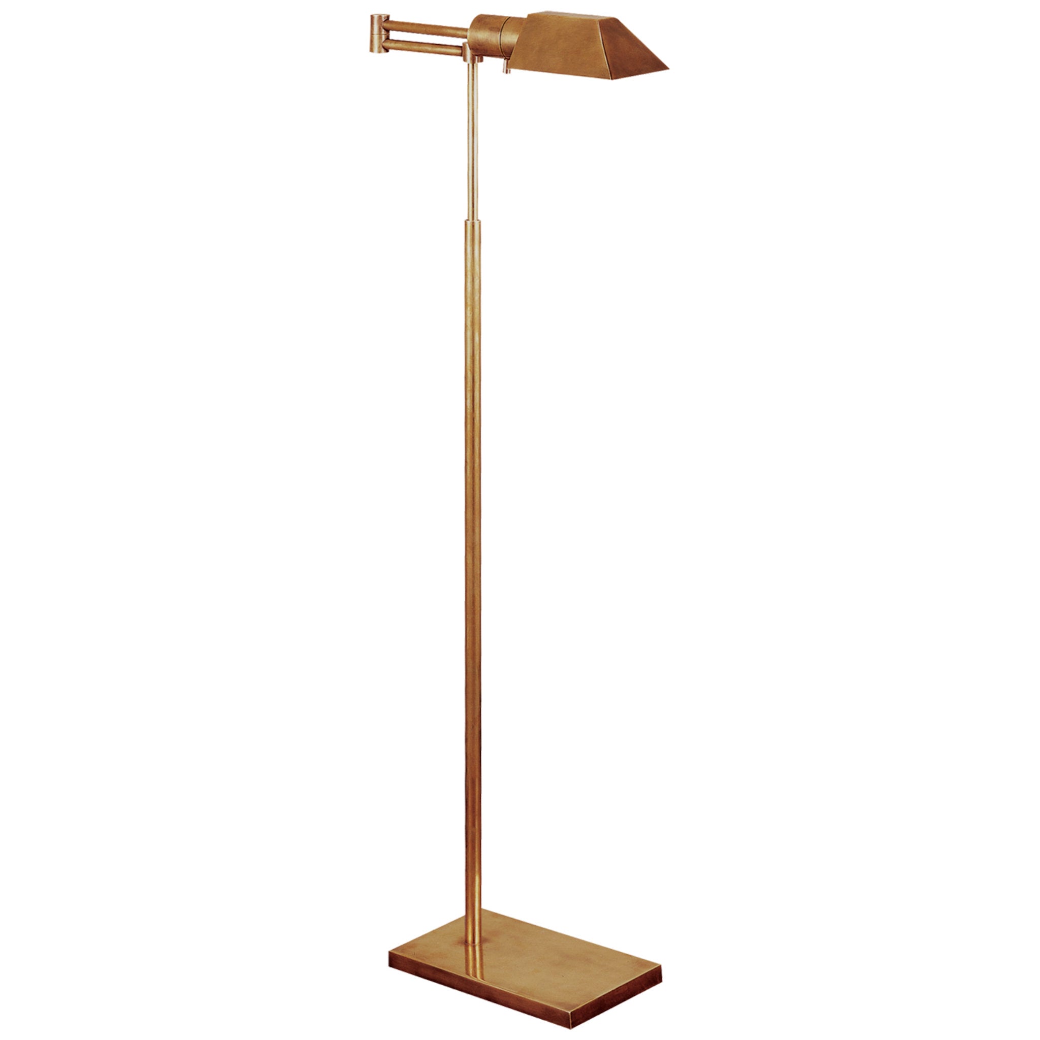 Visual Comfort Studio Swing Arm Floor Lamp in Hand-Rubbed Antique Brass