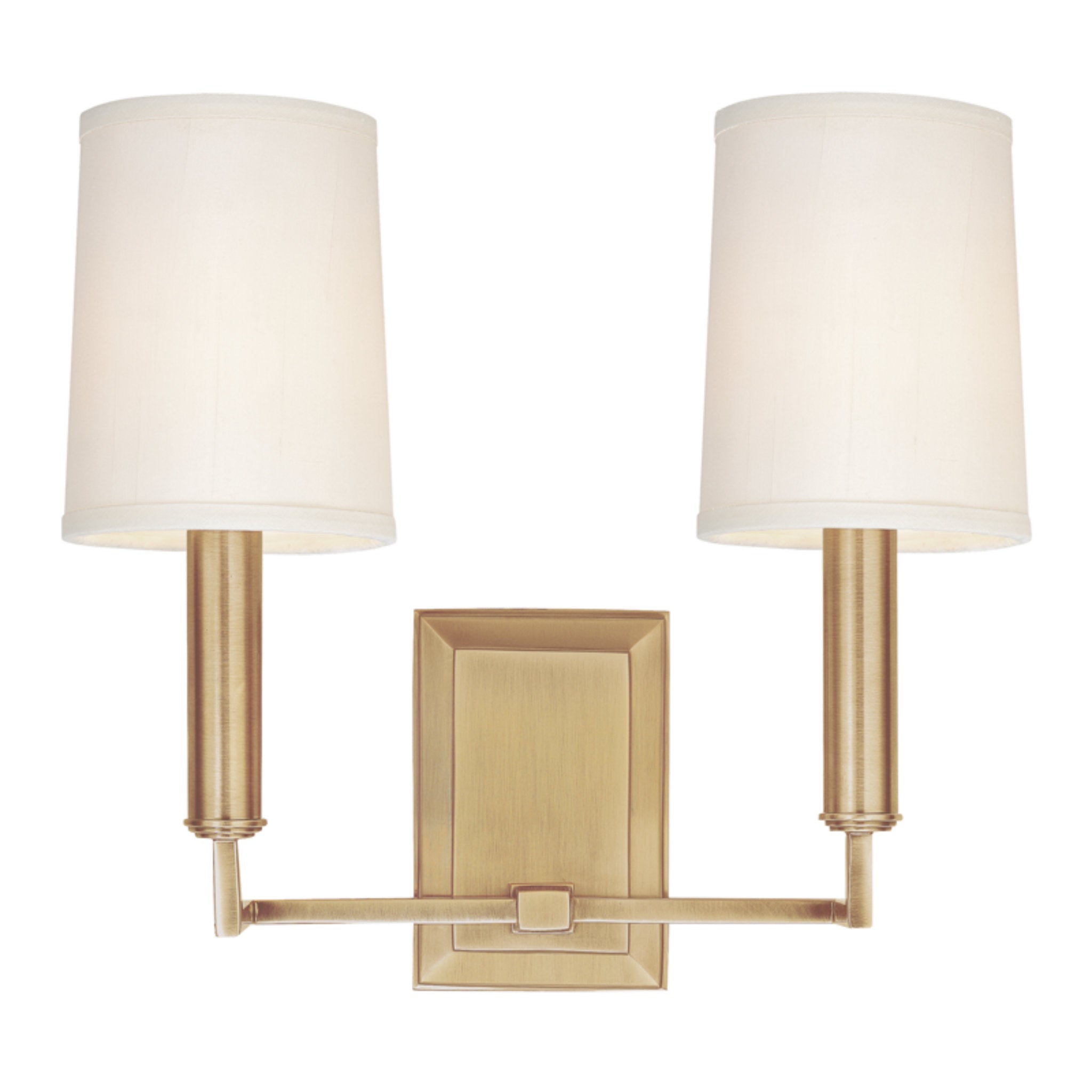 Clinton 2 Light Wall Sconce in Aged Brass