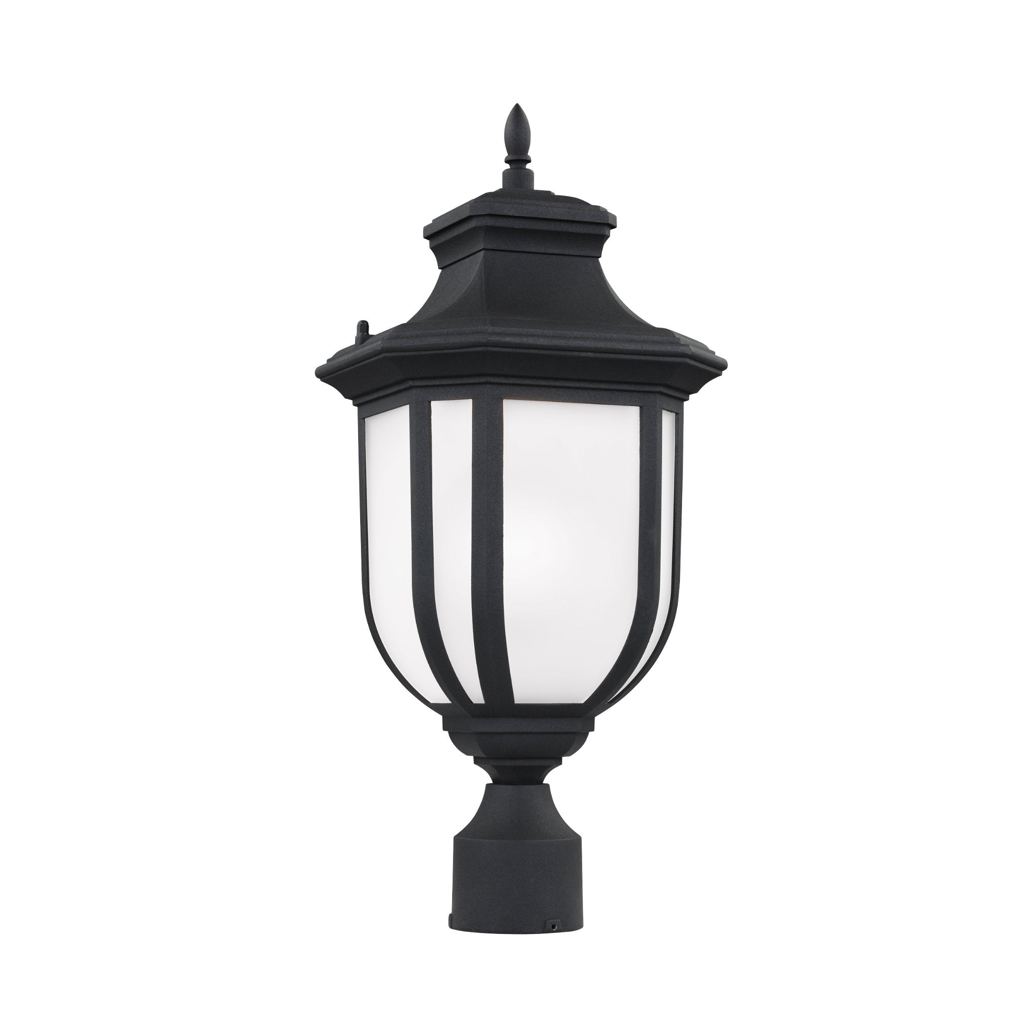 Childress One Light Outdoor Post Lantern Traditional Fixture 20.5" Height Die Cast Aluminum Satin Etched Shade in Black
