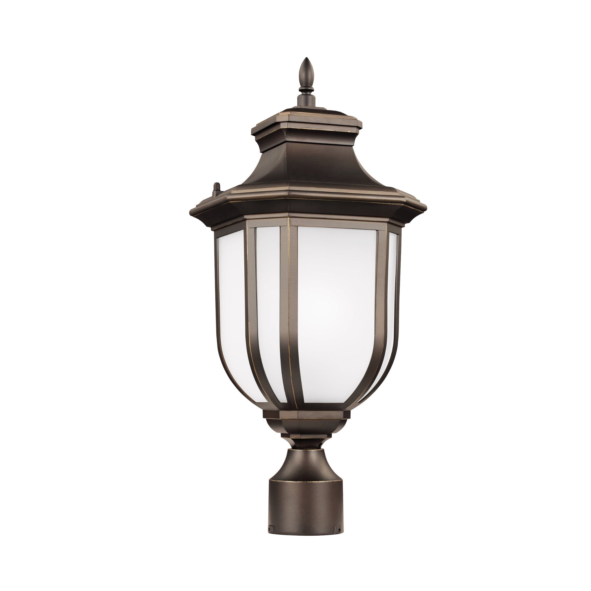 Childress One Light Outdoor Post Lantern Traditional Fixture 20.5" Height Die Cast Aluminum Satin Etched Shade in Antique Bronze