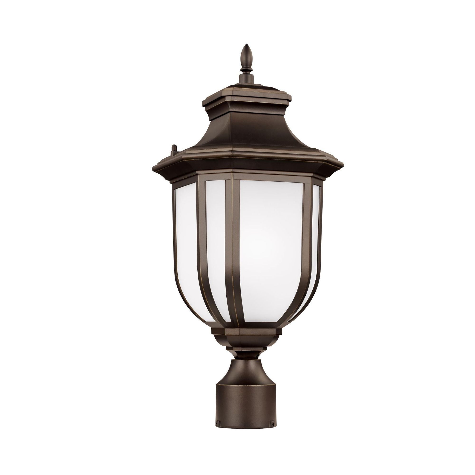 Childress One Light Outdoor Post Lantern LED Traditional Fixture 20.5" Height Die Cast Aluminum Satin Etched Shade in Antique Bronze
