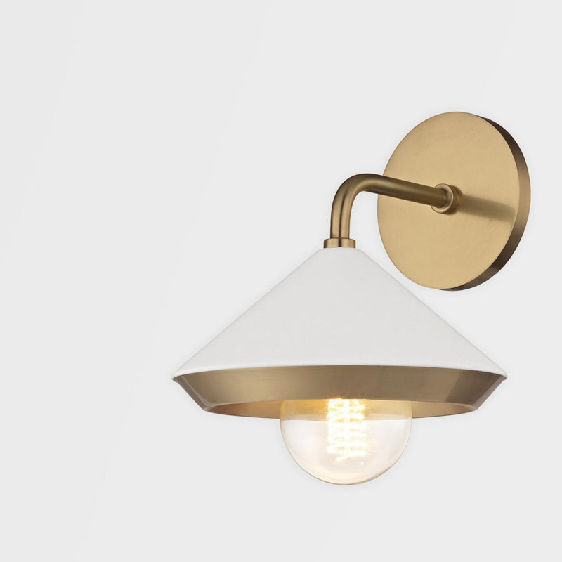 Marnie 1 Light Wall Sconce in Aged Brass/Soft Off White