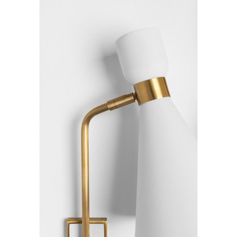 Willa 1 Light Plug-in Sconce in Aged Brass/Soft Off White