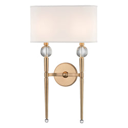 Rockland 2 Light Wall Sconce in Aged Brass