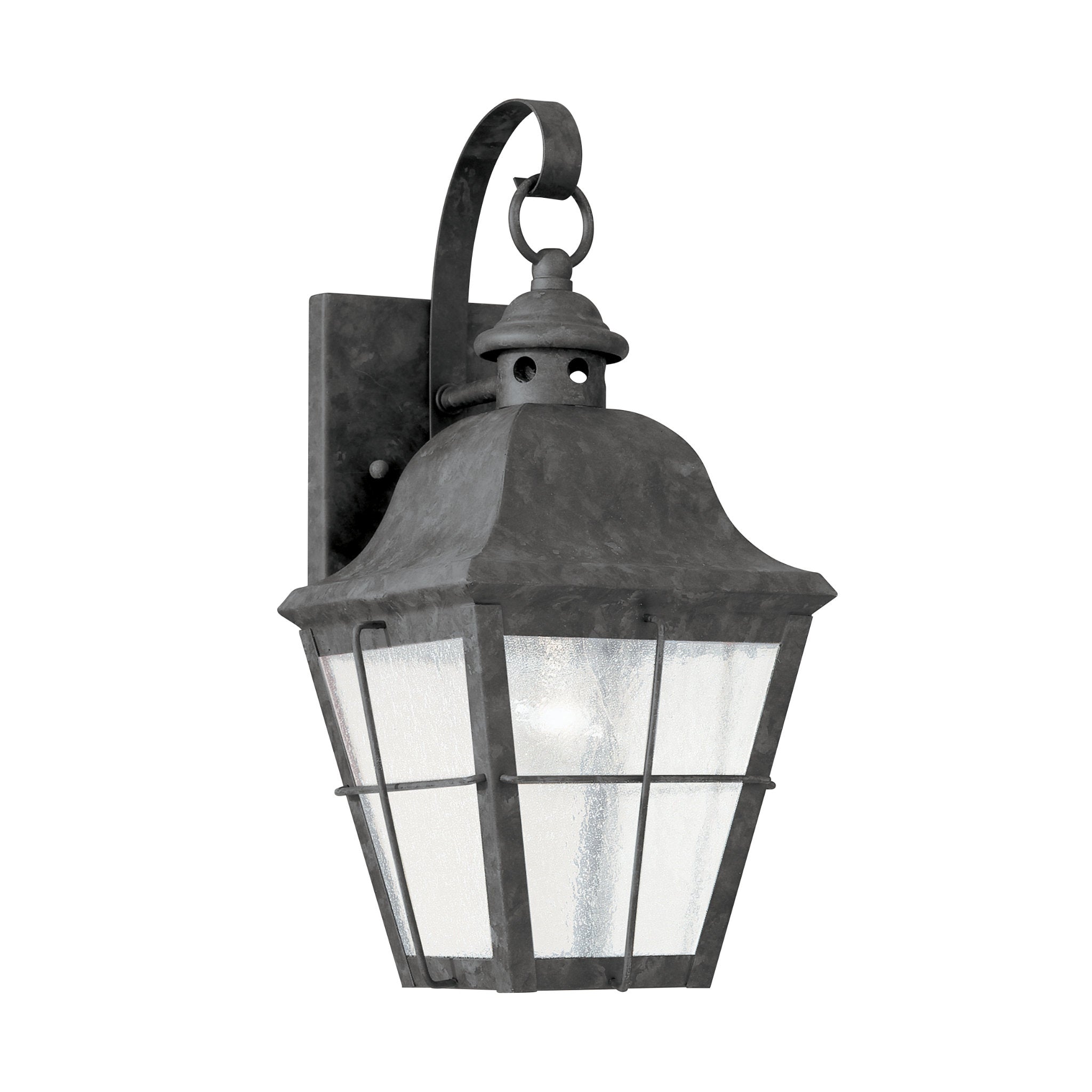 Chatham One Light Outdoor Wall Lantern Traditional Fixture 6.75" Width 14.5" Height Brass Clear Seeded Shade in Oxidized Bronze