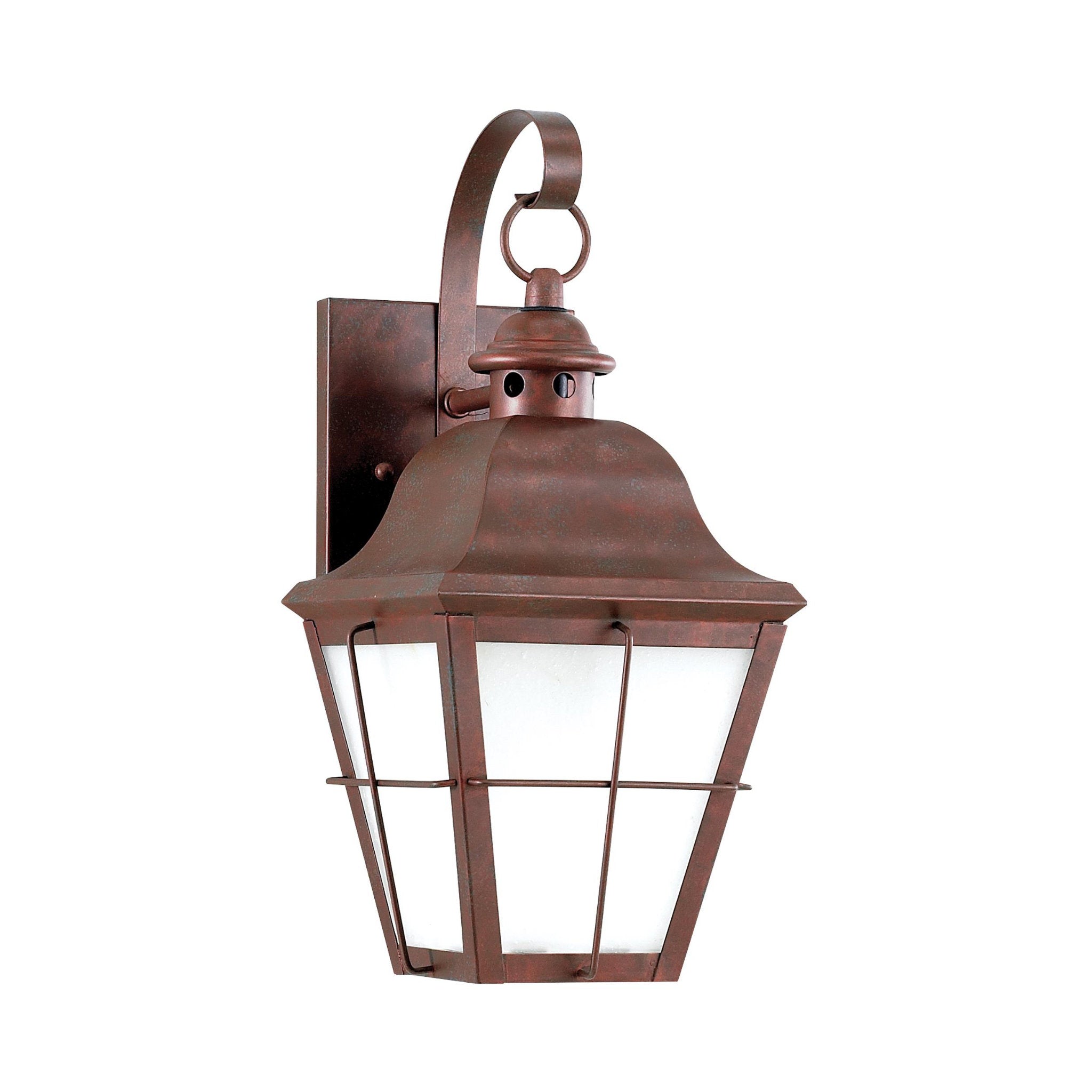 Chatham One Light Outdoor Wall Lantern LED Traditional Fixture Dark Sky 6.75" Width 14.5" Height Brass Clear Seeded Shade in Weathered Copper