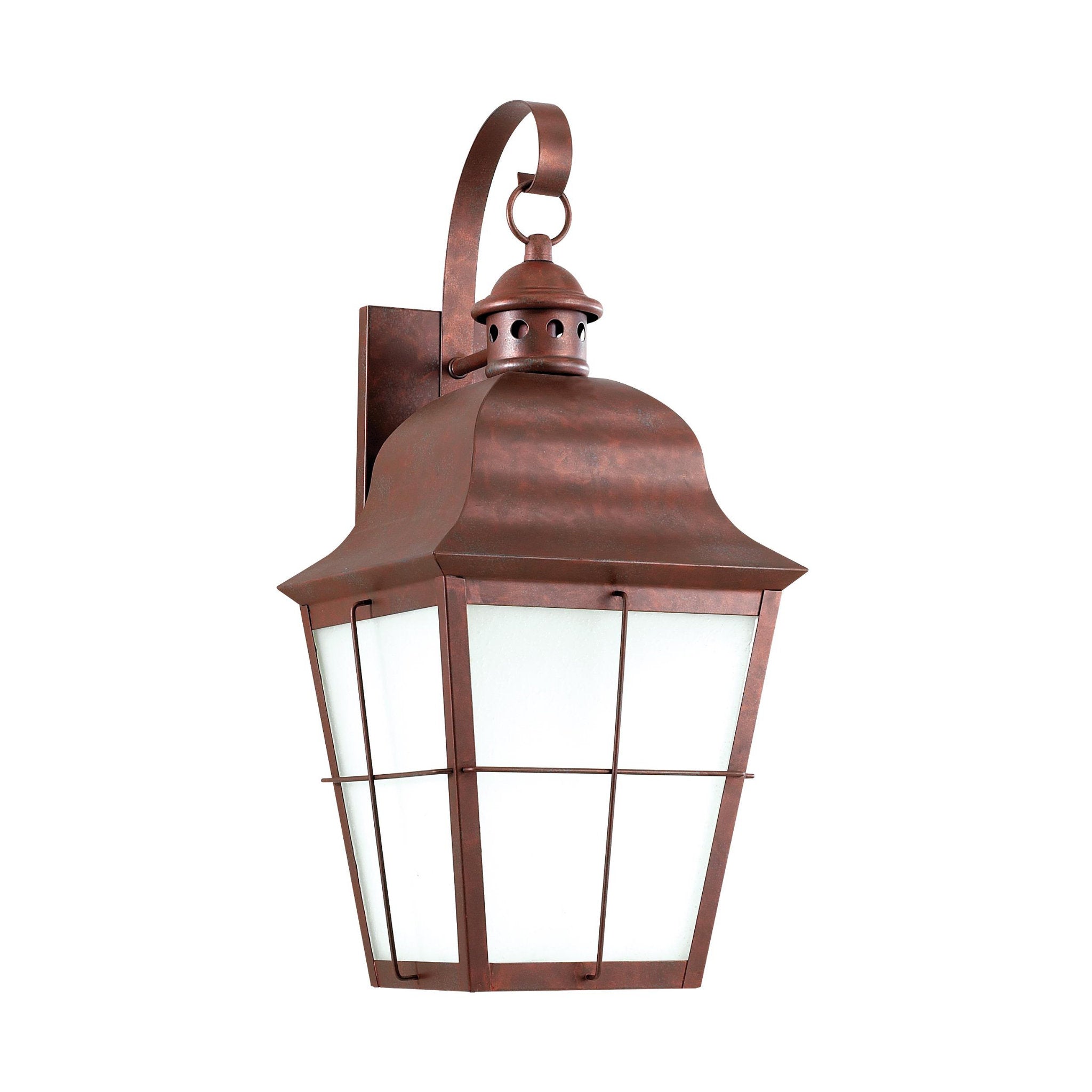 Chatham One Light Outdoor Wall Lantern LED Traditional Fixture Dark Sky 9.25" Width 21" Height Brass Clear Seeded Shade in Weathered Copper