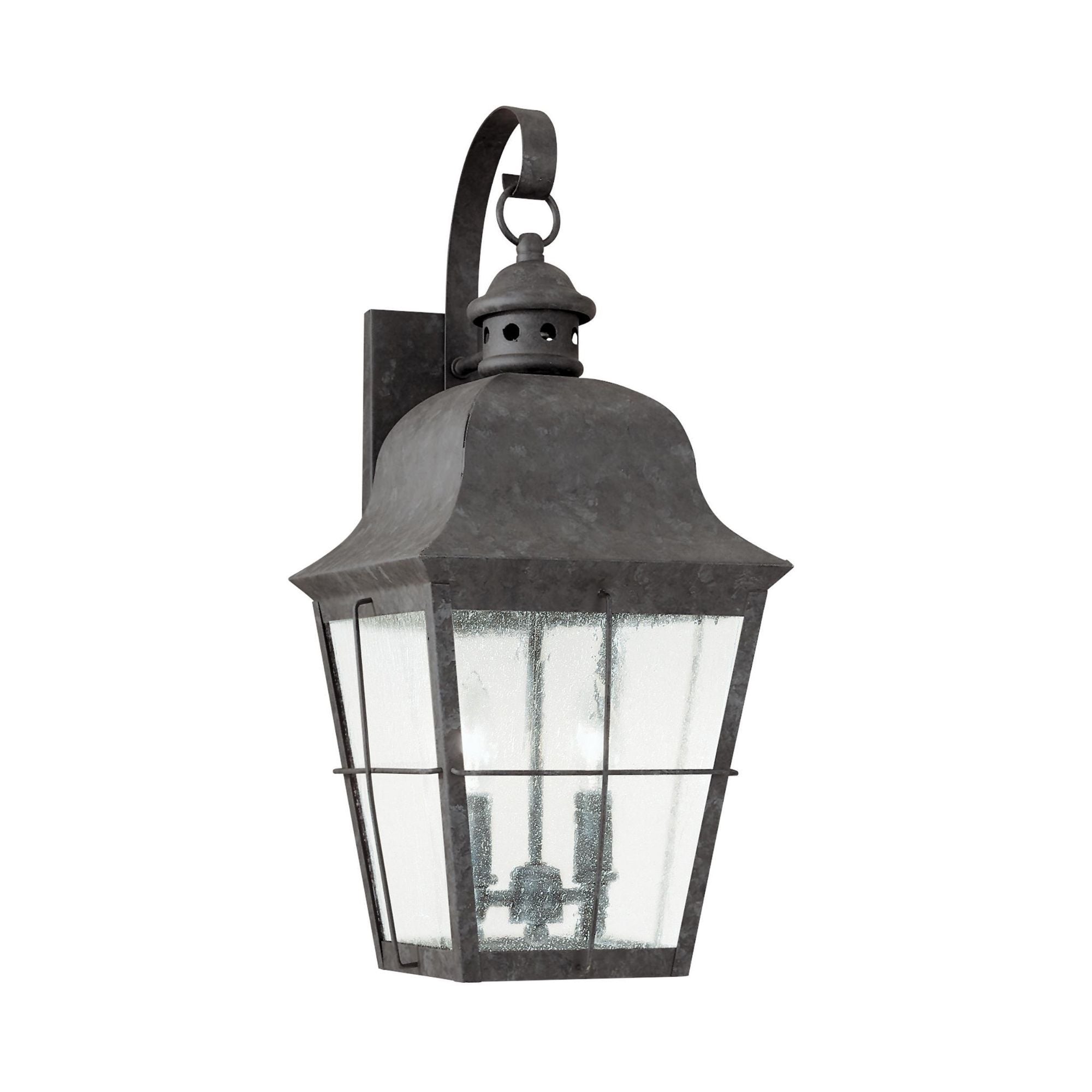 Chatham Two Light Outdoor Wall Lantern LED Traditional Fixture 9.25" Width 21" Height Brass Clear Seeded Shade in Oxidized Bronze