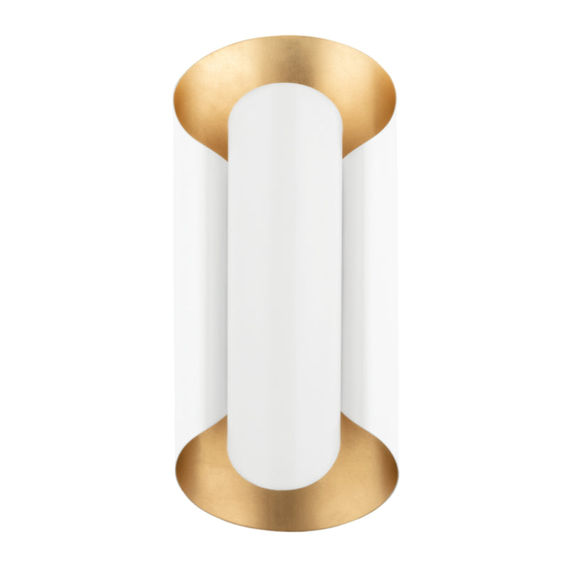 Banks 2 Light Wall Sconce in Gold Leaf/white