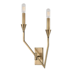 Archie 2 Light Wall Sconce in Aged Brass