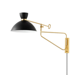 Cranbrook 1 Light Plug-in Sconce in Aged Brass/soft Black