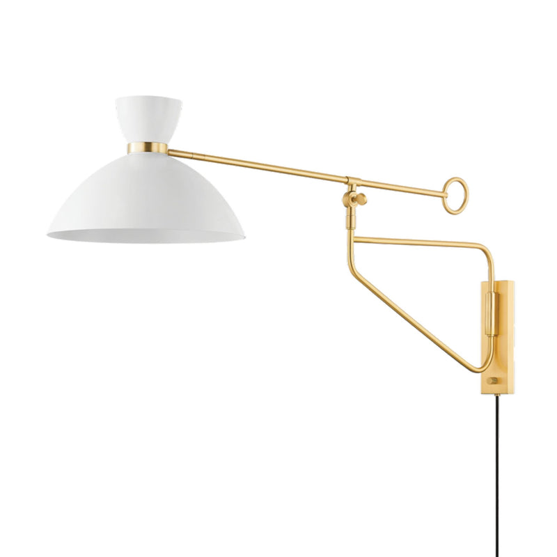 Cranbrook 1 Light Plug-in Sconce in AGED BRASS/SOFT WHITE