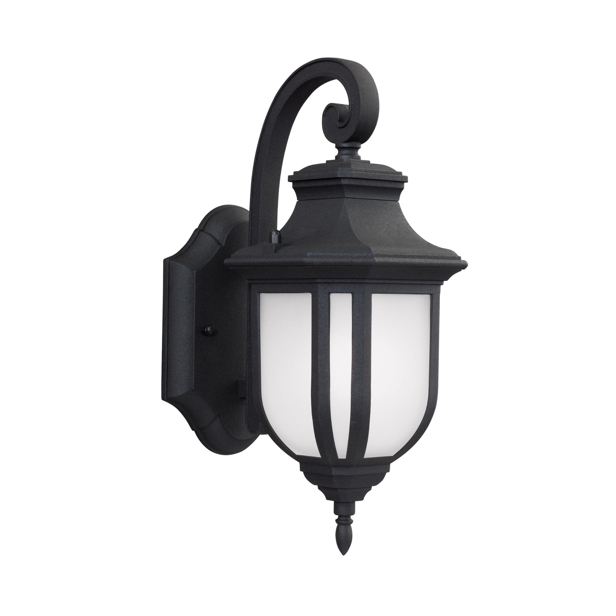 Childress Small One Light Outdoor Wall Lantern LED Traditional Fixture 5.5" Width 12.625" Height Die Cast Aluminum Satin Etched Shade in Black
