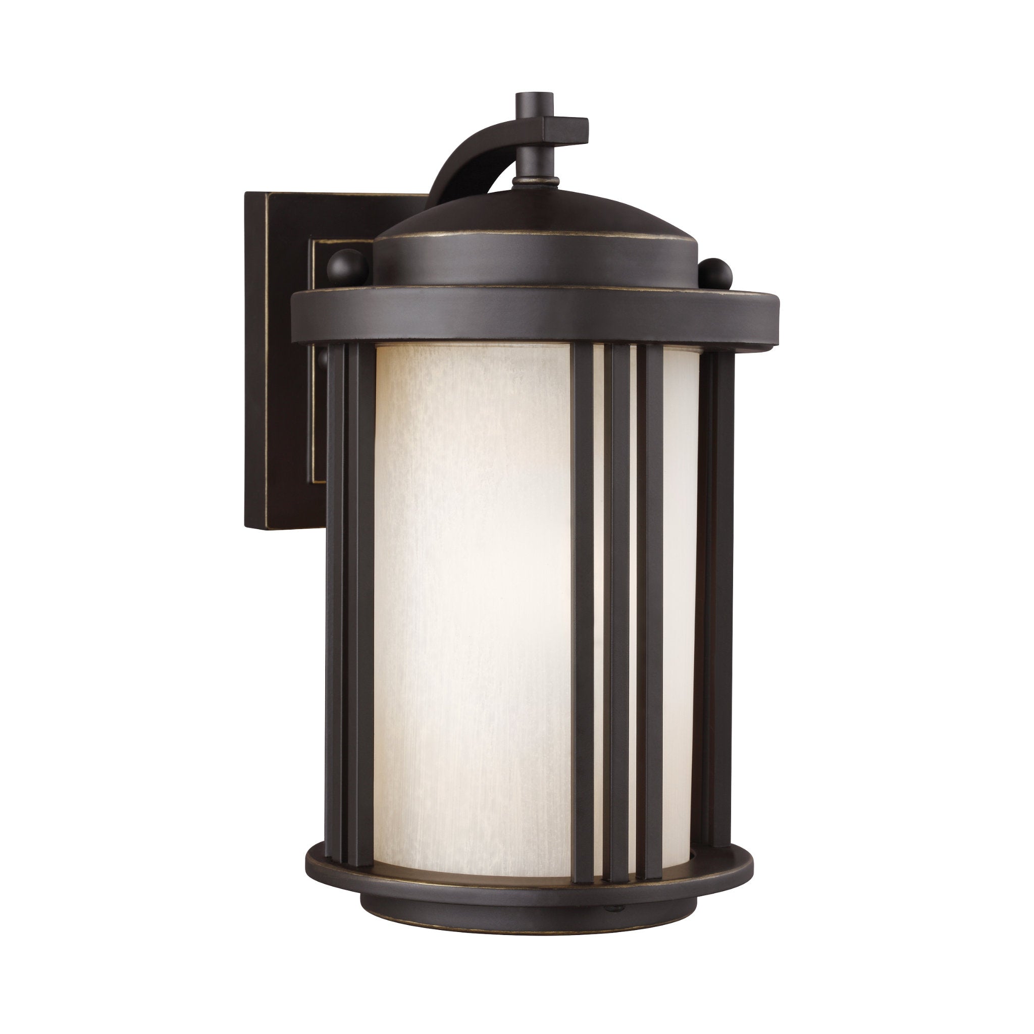 Crowell Small One Light Outdoor Wall Lantern Contemporary Fixture 6" Width 10" Height Aluminum Round Creme Parchment Shade in Antique Bronze