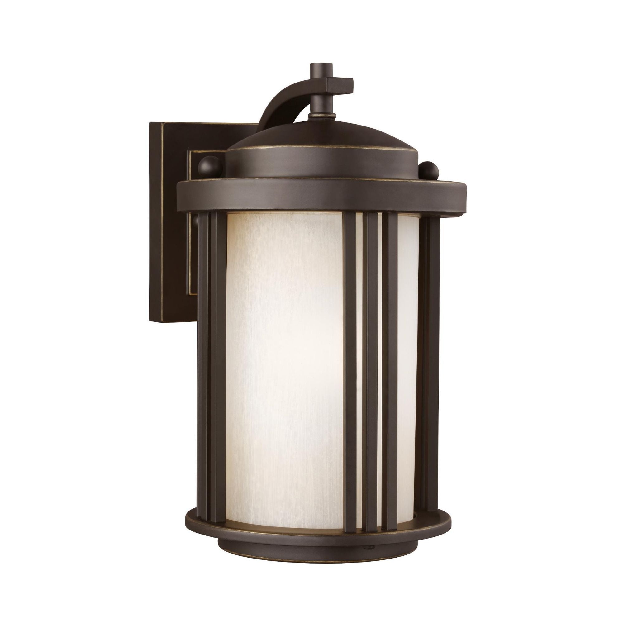 Crowell Small One Light Outdoor Wall Lantern LED Contemporary Fixture 6" Width 10" Height Aluminum Round Creme Parchment Shade in Antique Bronze