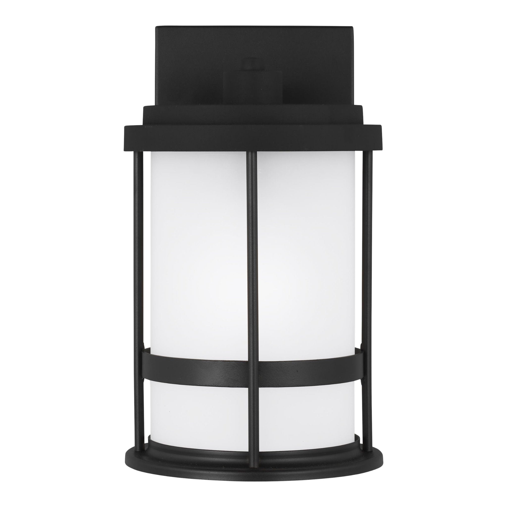 Wilburn Small One Light Outdoor Wall Lantern LED Transitional Fixture Dark Sky 6" Width 10.25" Height Aluminum Round Satin Etched Shade in Black