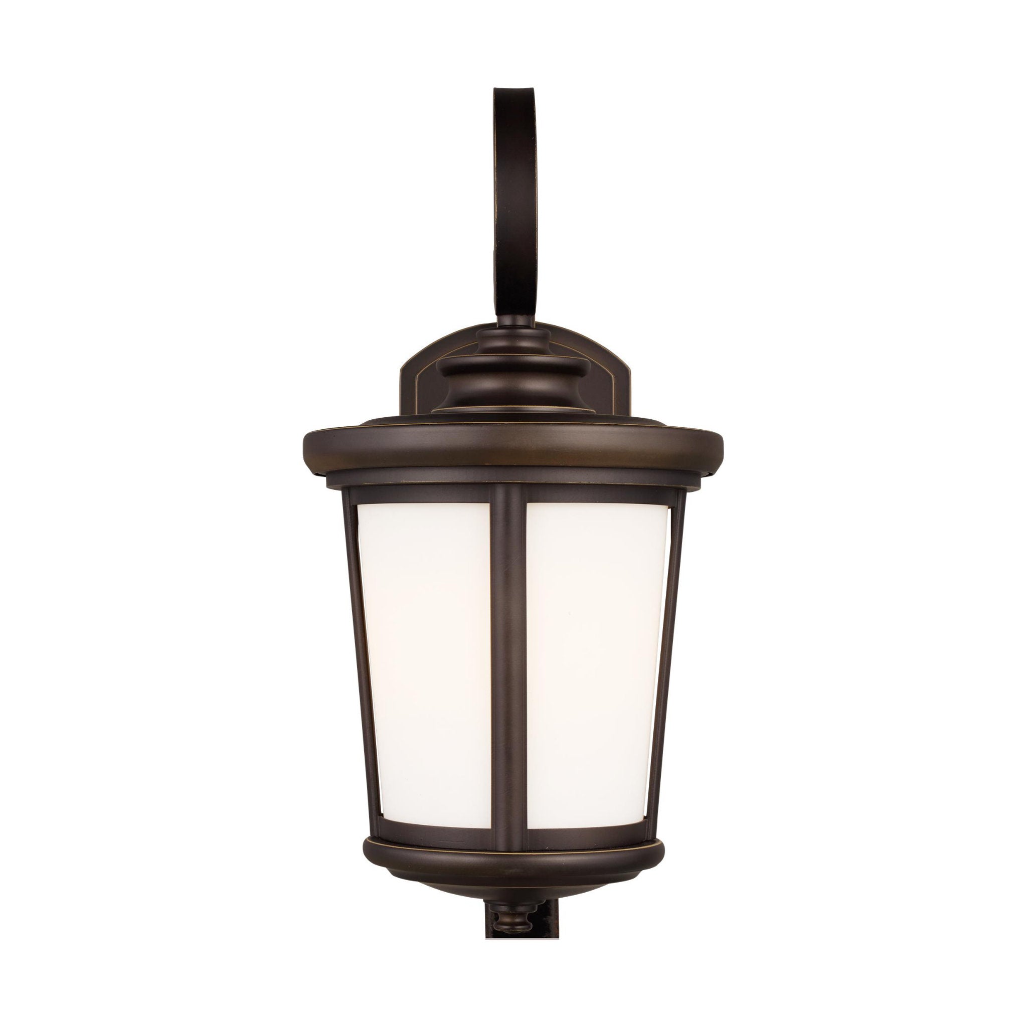 Eddington Medium One Light Outdoor Wall Lantern Traditional Fixture 8" Width 16.125" Height Aluminum Round Cased Opal Etched Shade in Antique Bronze