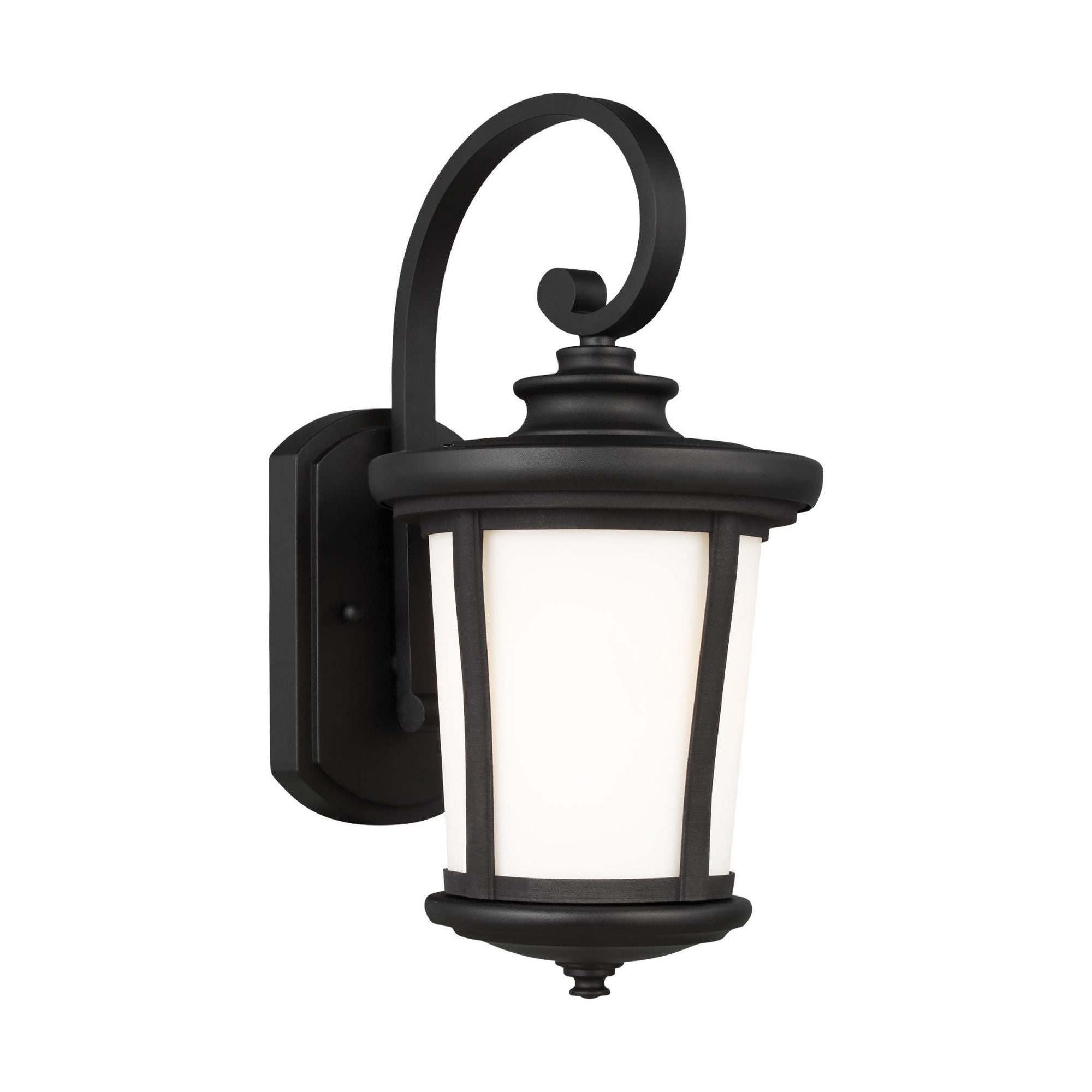 Eddington Medium One Light Outdoor Wall Lantern LED Traditional Fixture 8" Width 16.125" Height Aluminum Round Cased Opal Etched Shade in Black